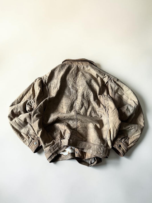 Vintage Bomber Leather Jacket - L