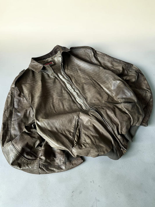 VTG Olive Green Batani Sport Leather Jacket - M