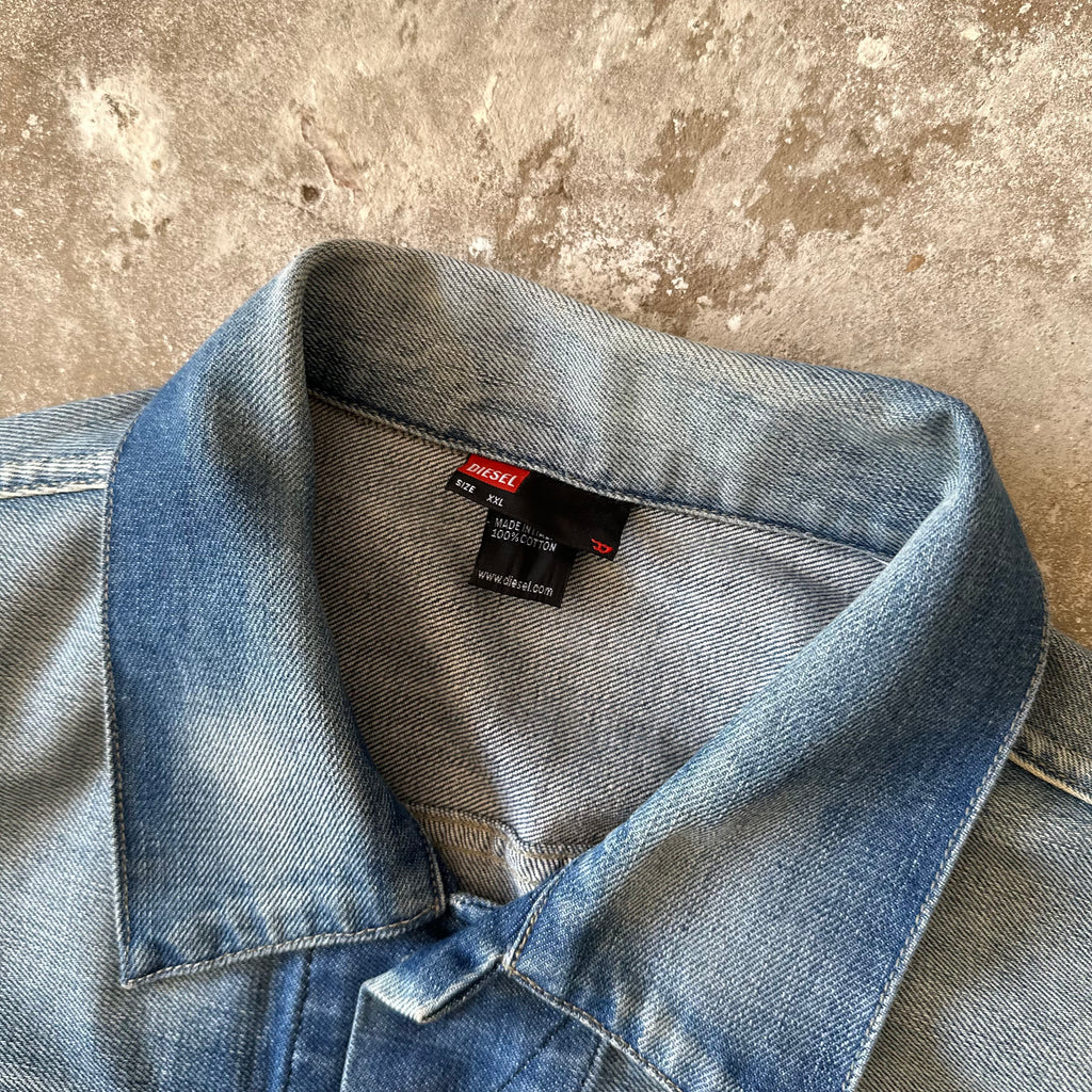 Vintage Diesel Washed Y2K Denim Jacket - 2XL