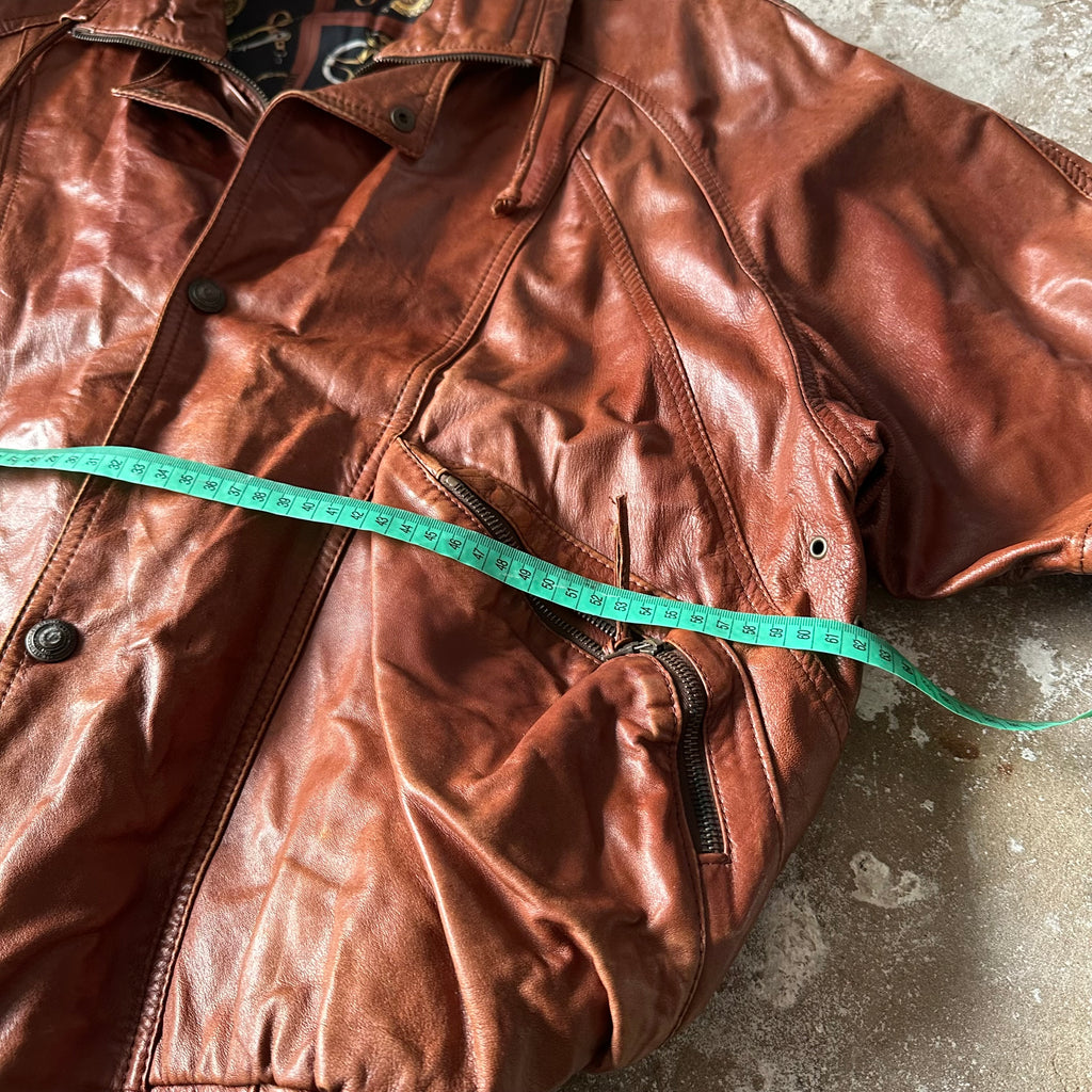 Vintage POLLINI Brown Heavy Leather Jacket - XL