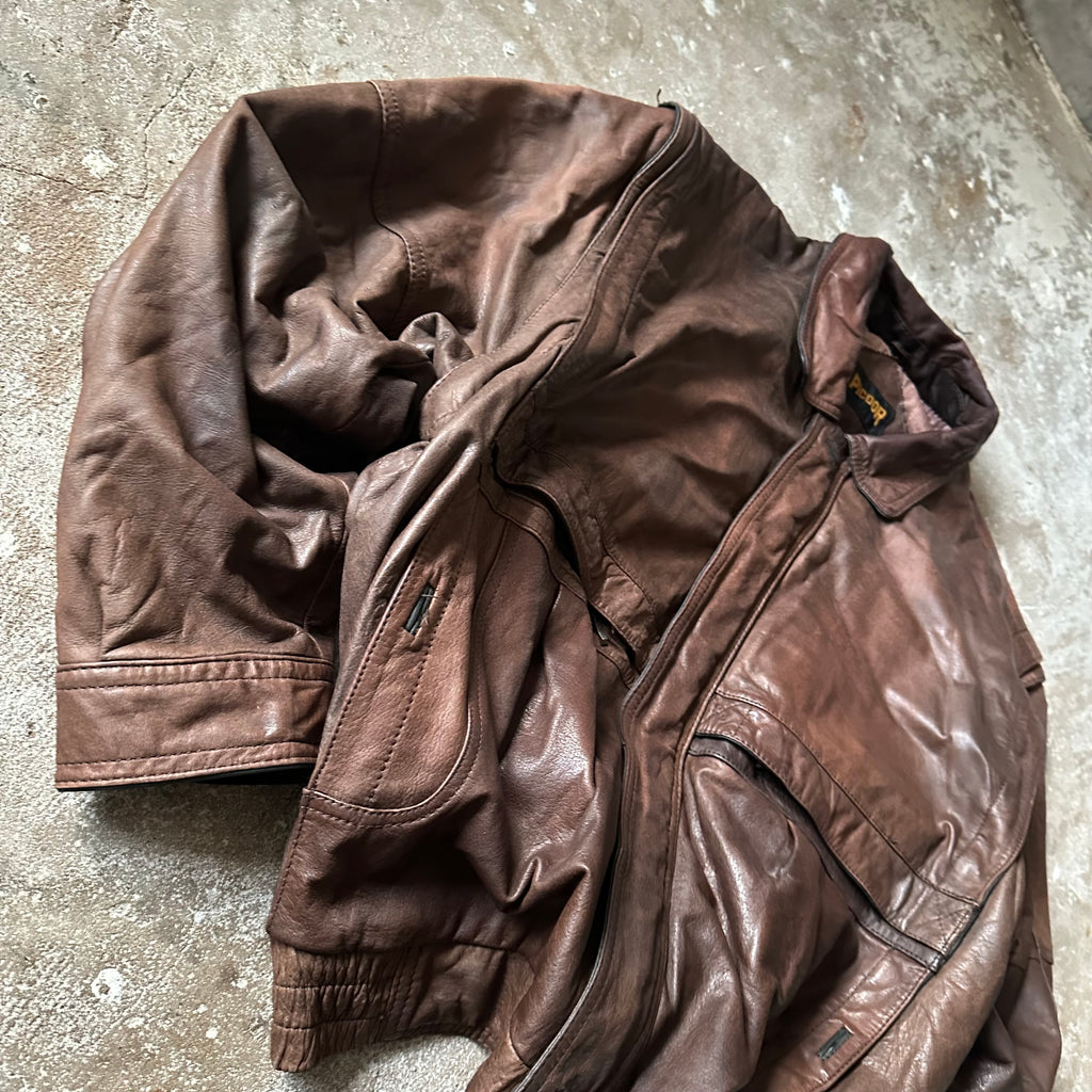 Vintage Brown Leather Jacket - XL