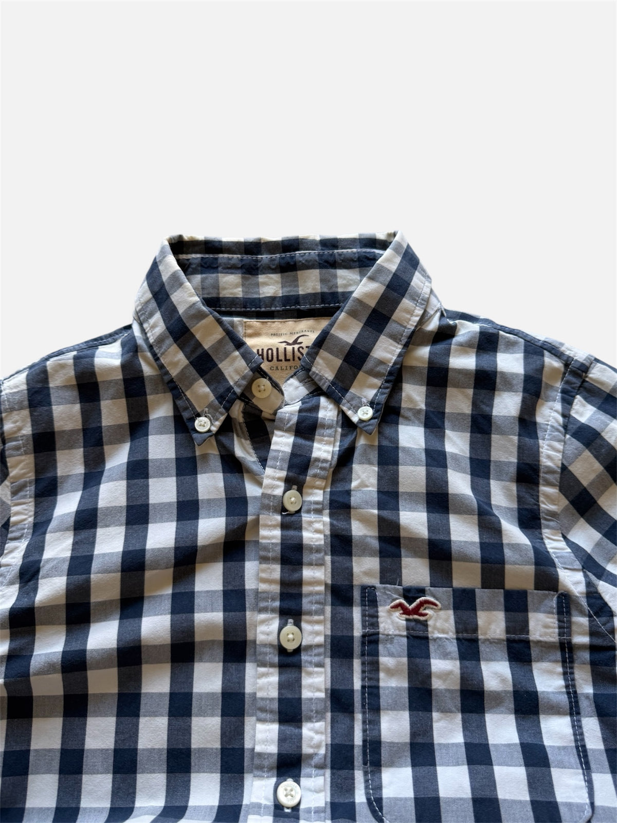 Hollister Navy & White Button-Down Shirt- S