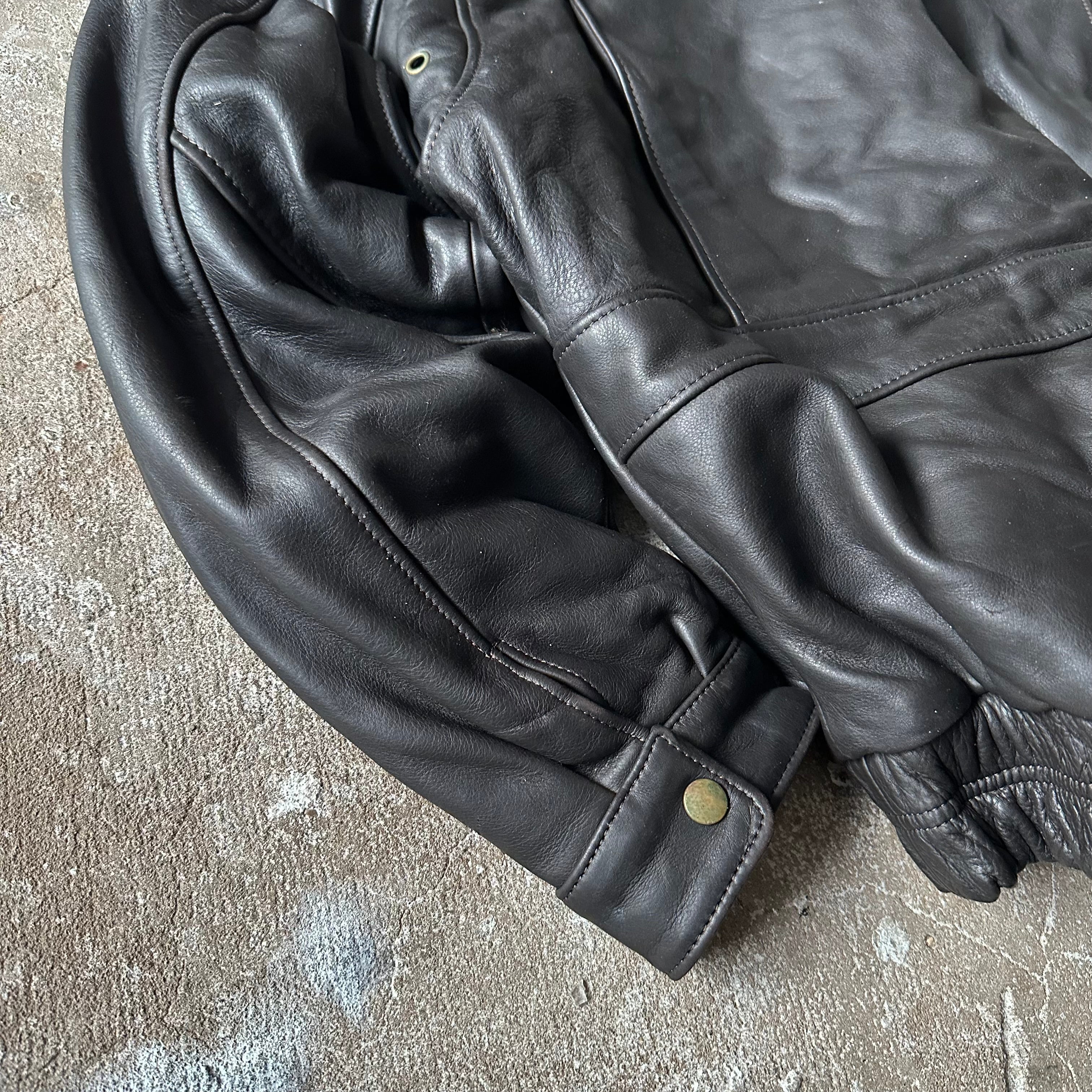 Bomber Heavy Leather Jacket - XL