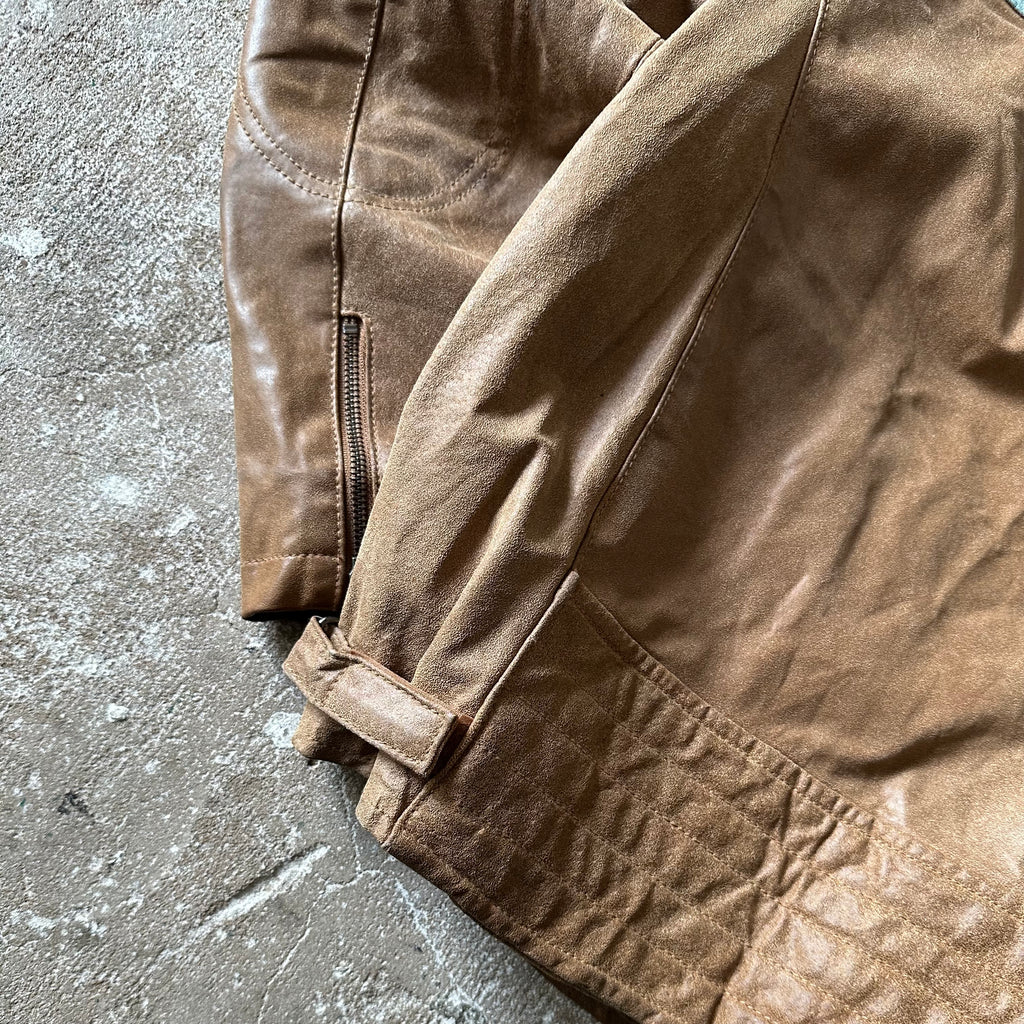 Vintage Brown Racing Suede Leather Jacket - XL