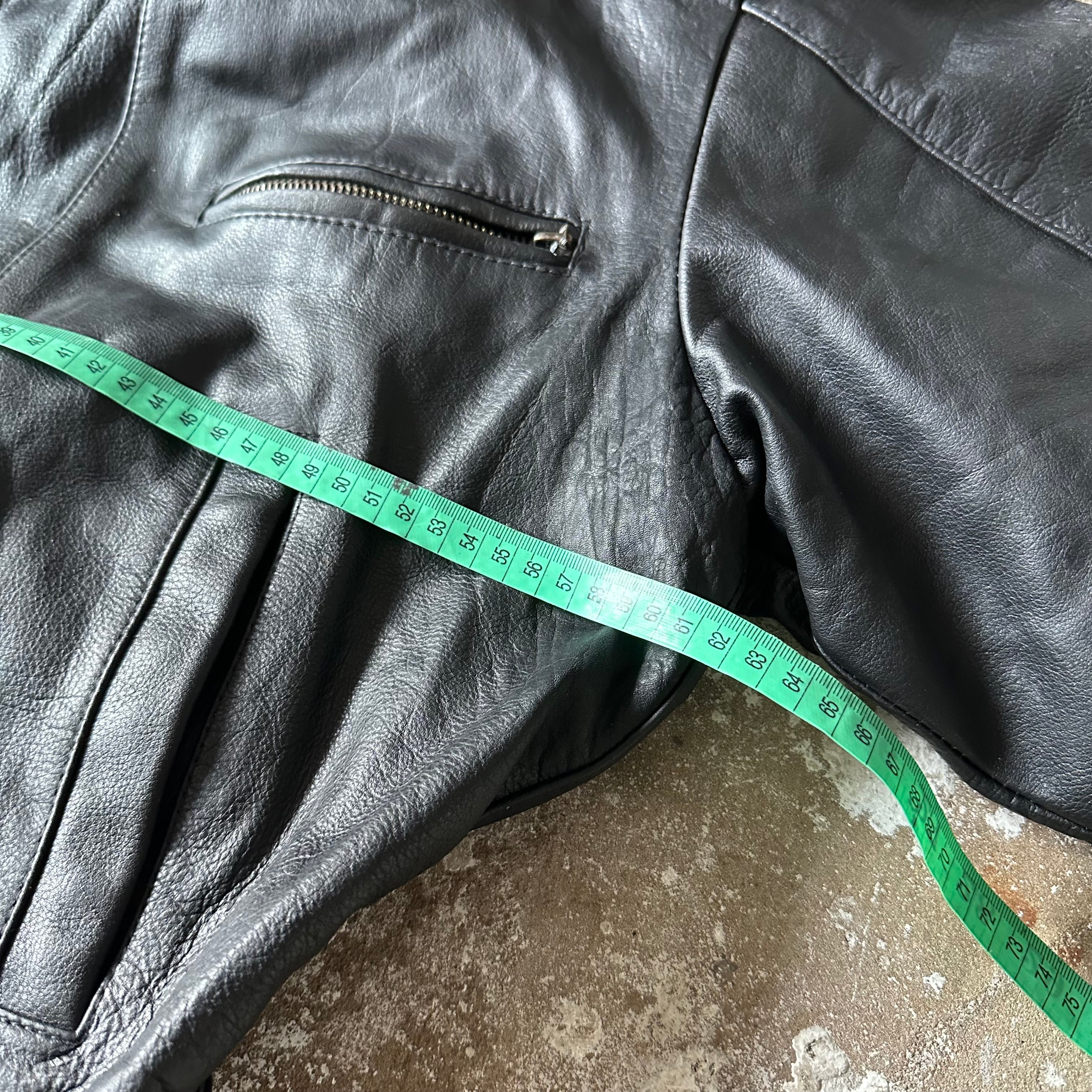 Biker Leather Jacket with detachable hood - L