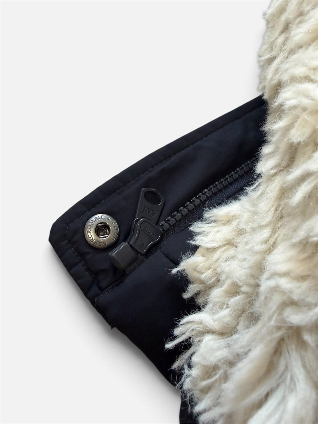 Abercrombie & Fitch Women's Puffer Vest - Navy - Sherpa Lined Hood - Size L