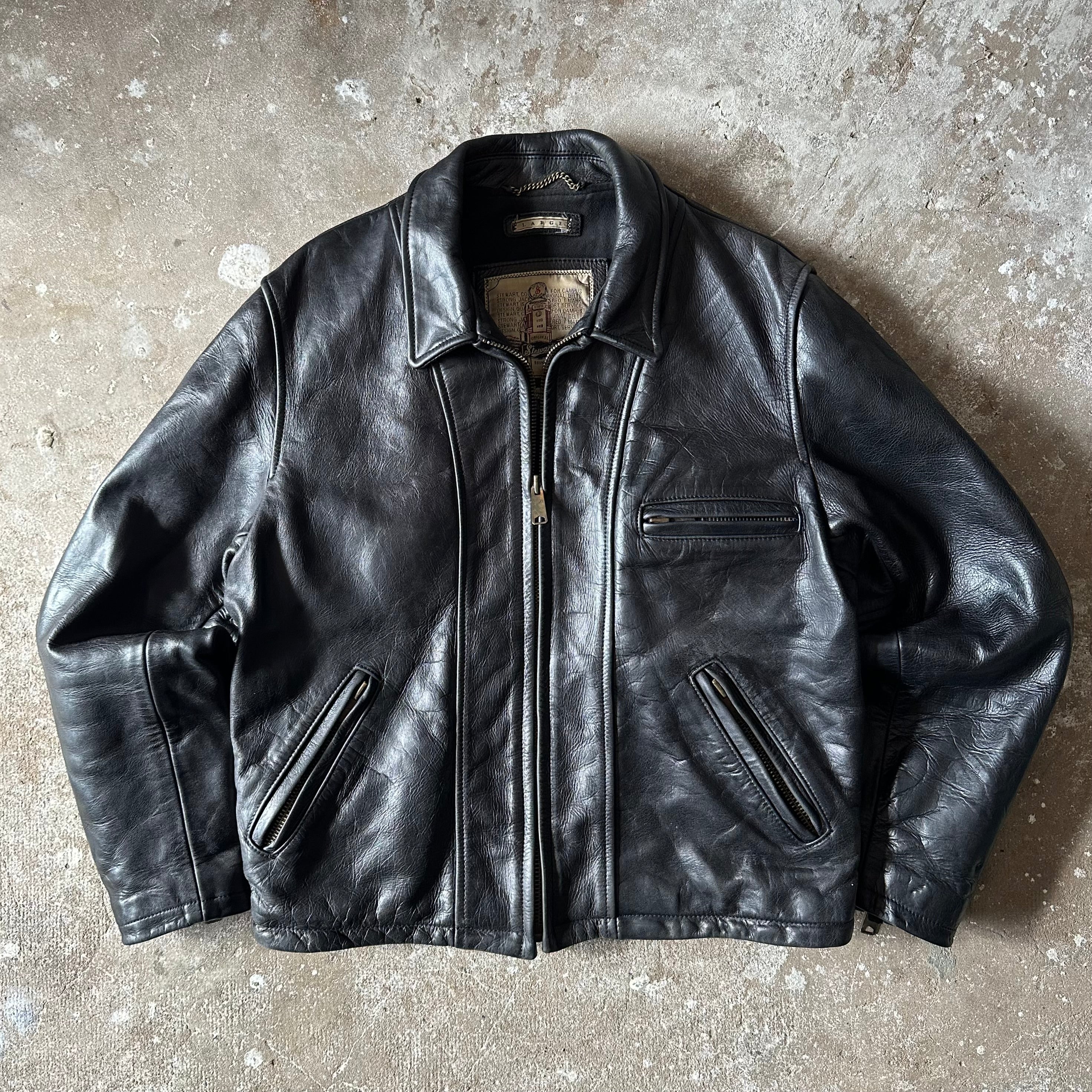 Vintage Stewart Heavyweight Biker Leather Jacket - L