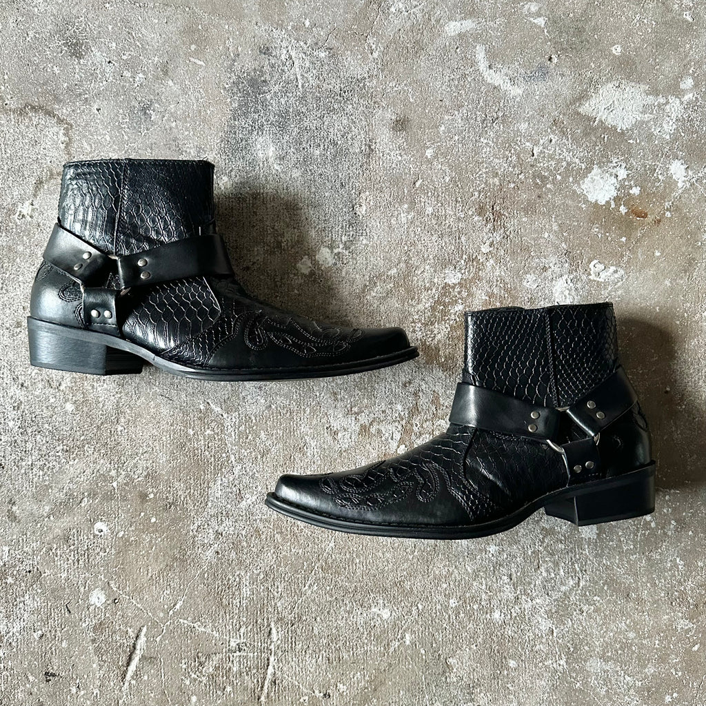 Cowboy Ankle Black Boots - 45