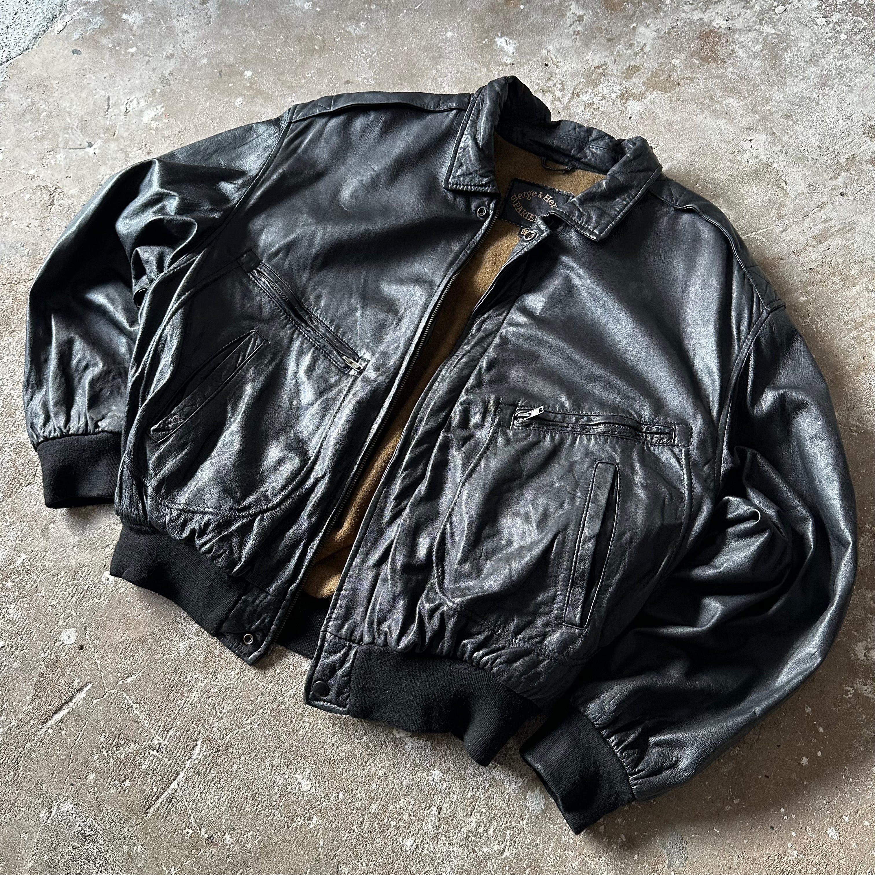 Black Classic Leather Jacket - L