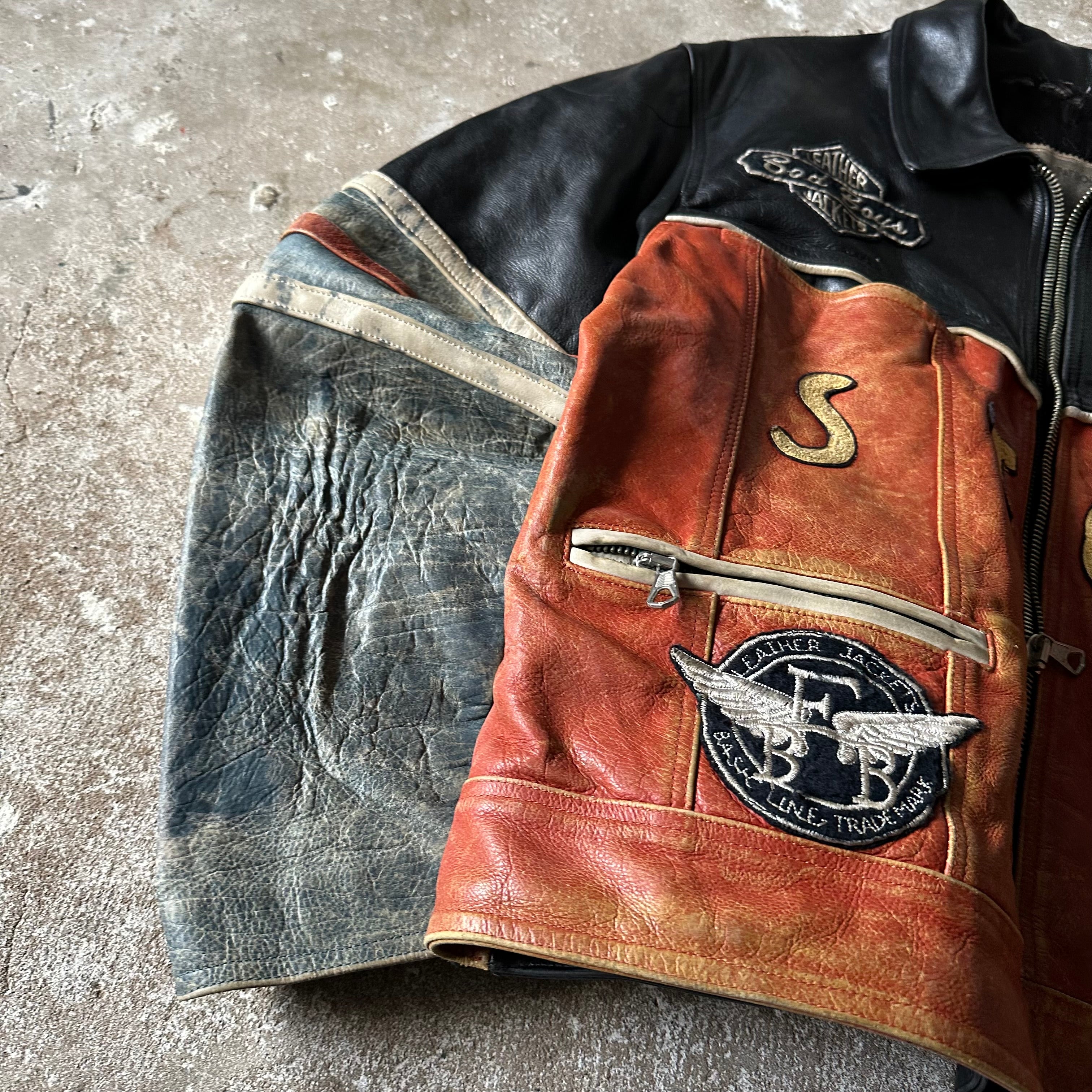 Vintage leather biker jacket - L