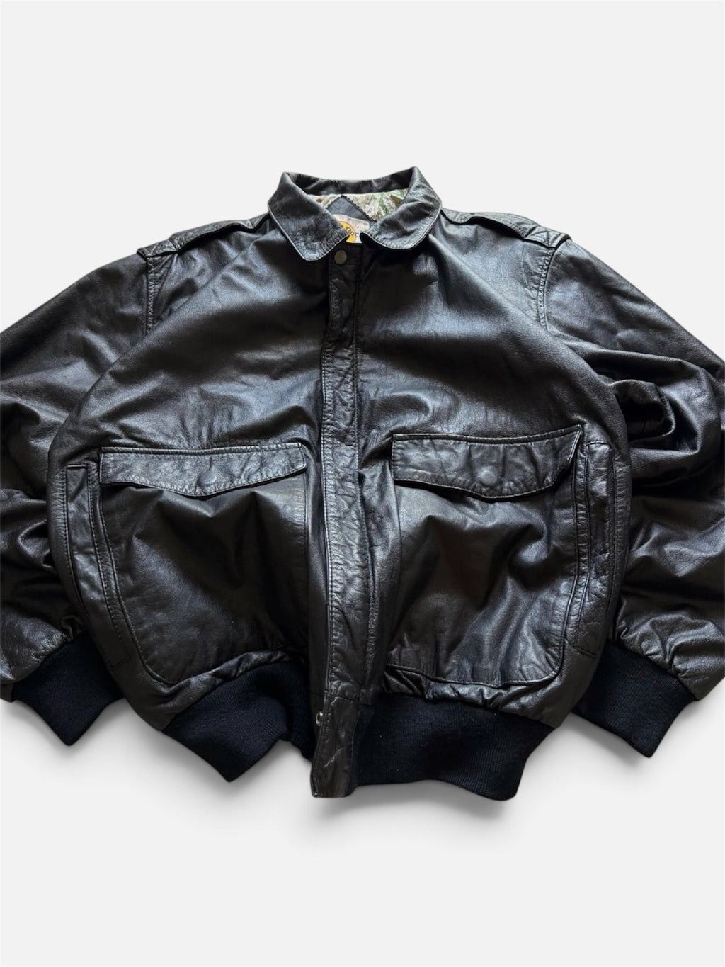 Hard Rock Cafe Chicago Black Bomber Leather Jacket- L