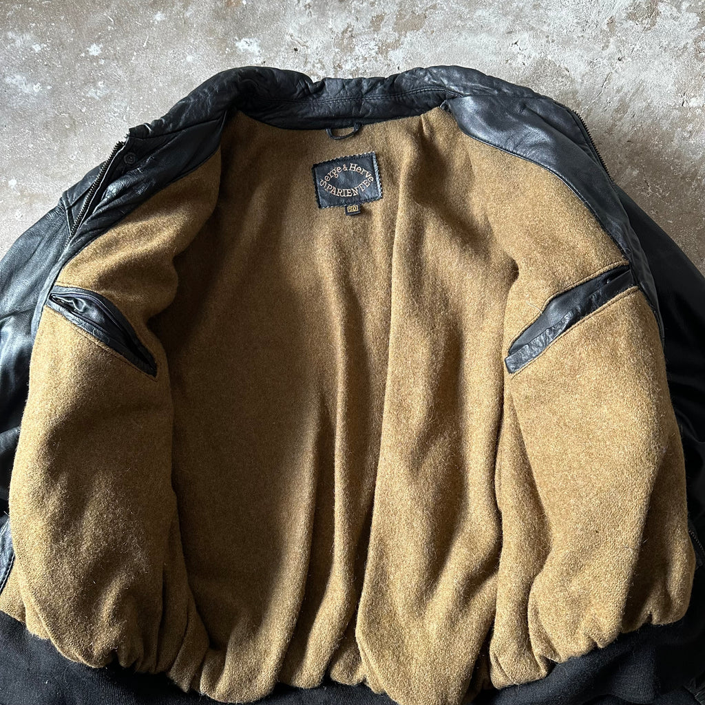 Black Classic Leather Jacket - L