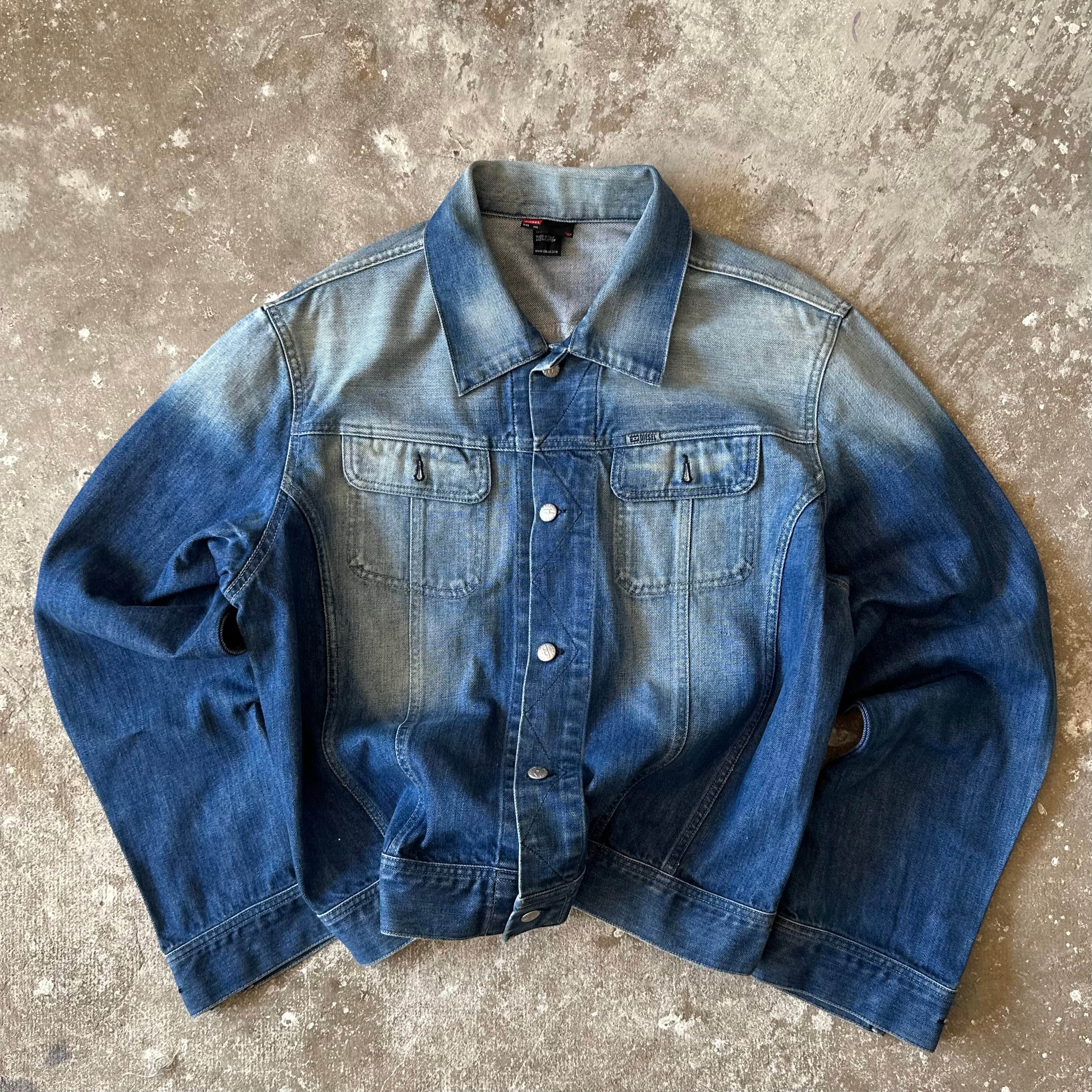 Vintage Diesel Washed Y2K Denim Jacket - 2XL