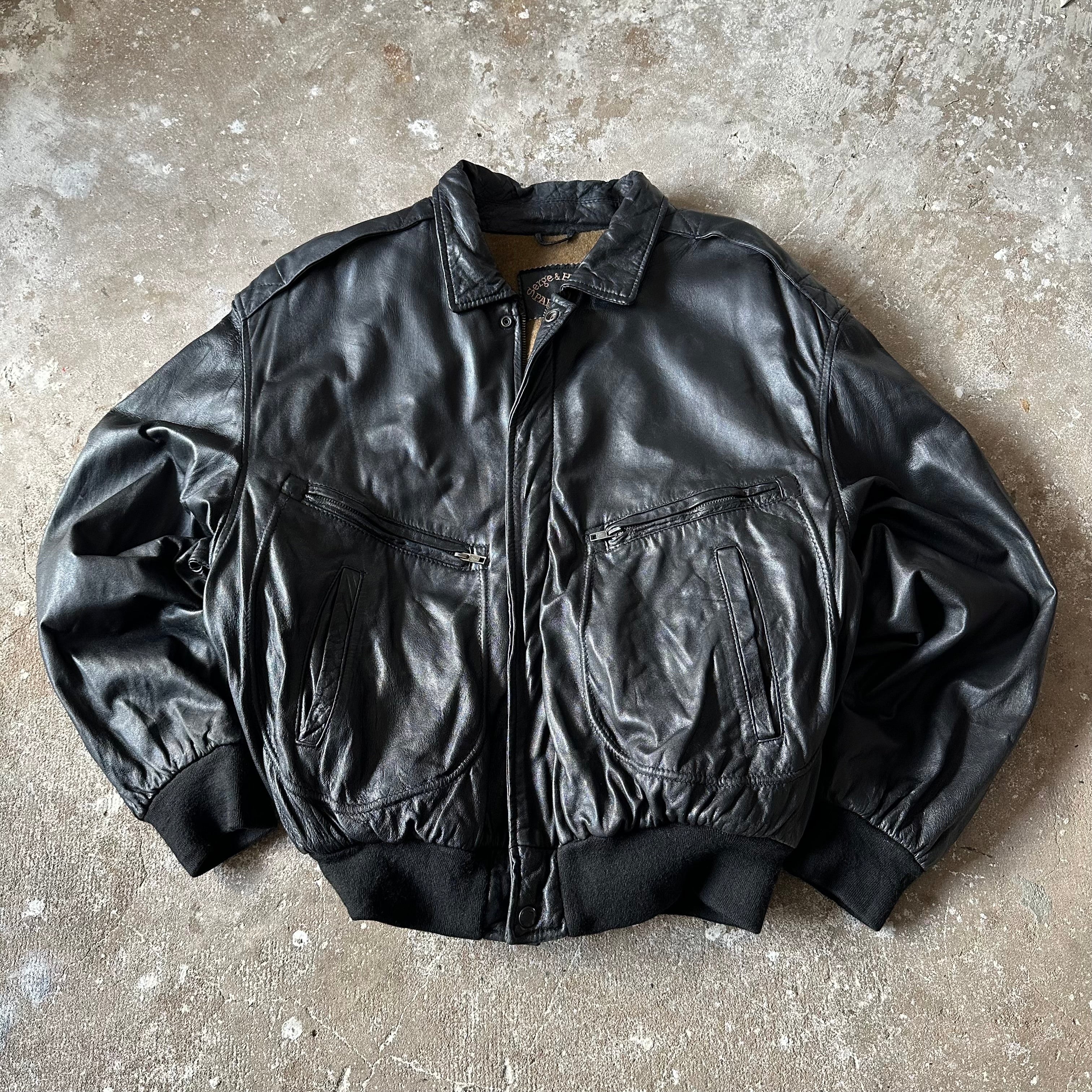 Black Classic Leather Jacket - L