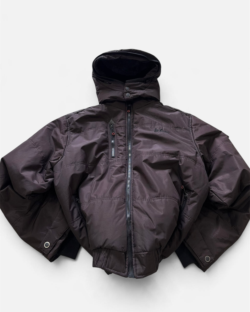 Lee Cooper Brown Hooded Puffer Bomber Jacket Faux Fur Flannel Lined- 2XL