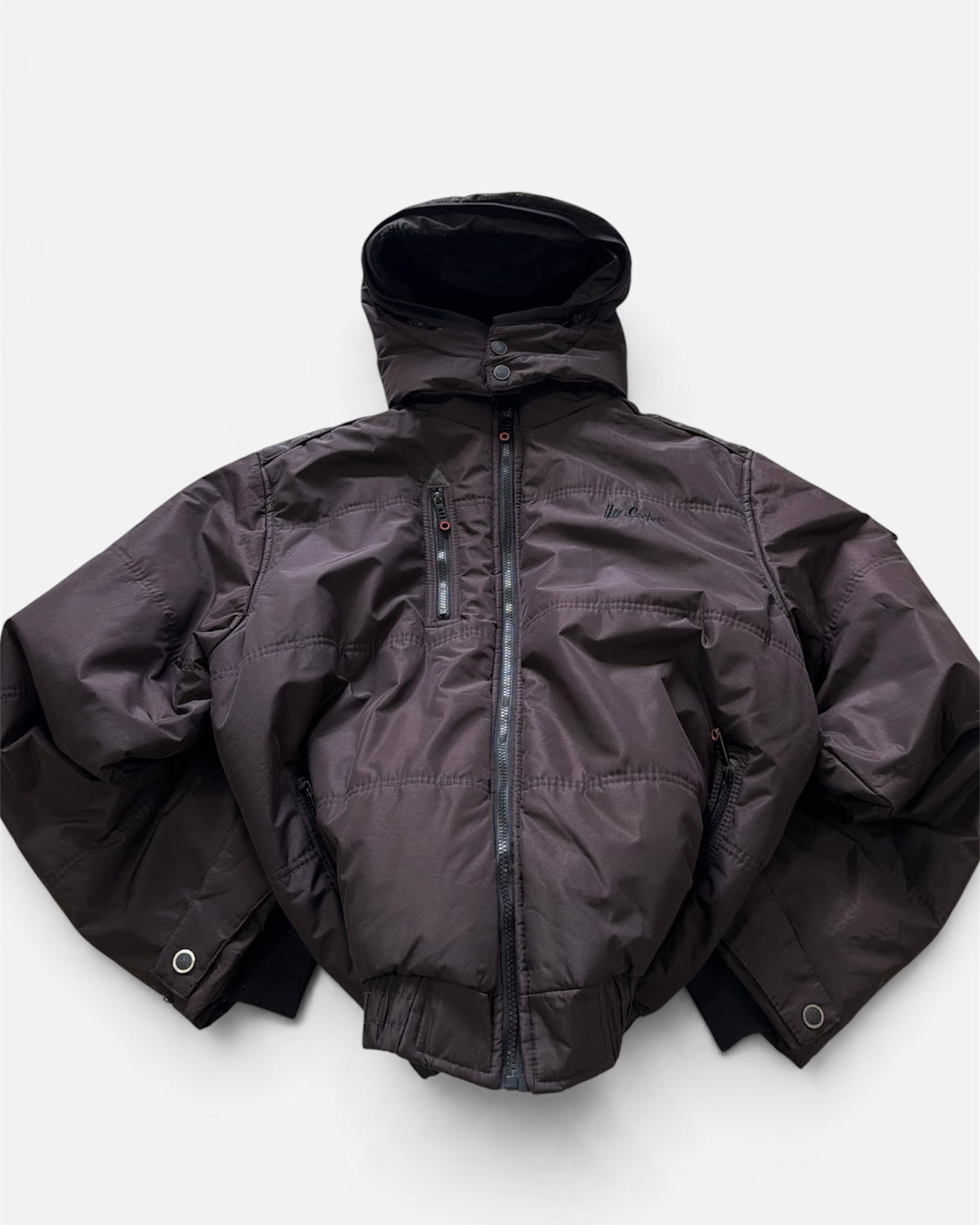 Lee Cooper Brown Hooded Puffer Bomber Jacket Faux Fur Flannel Lined- 2XL