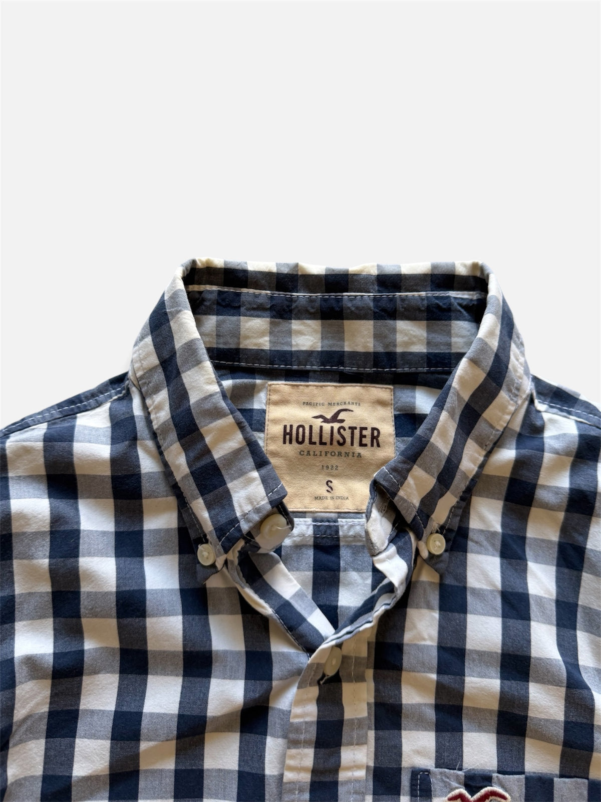 Hollister Navy & White Button-Down Shirt- S