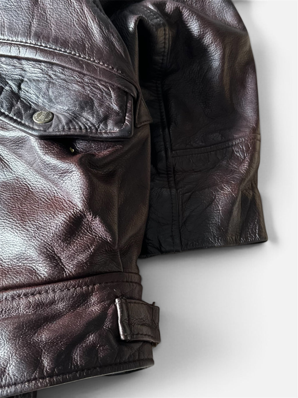 Vintage Redskins Dark Brown Bomber Leather Toggle Jacket - XL