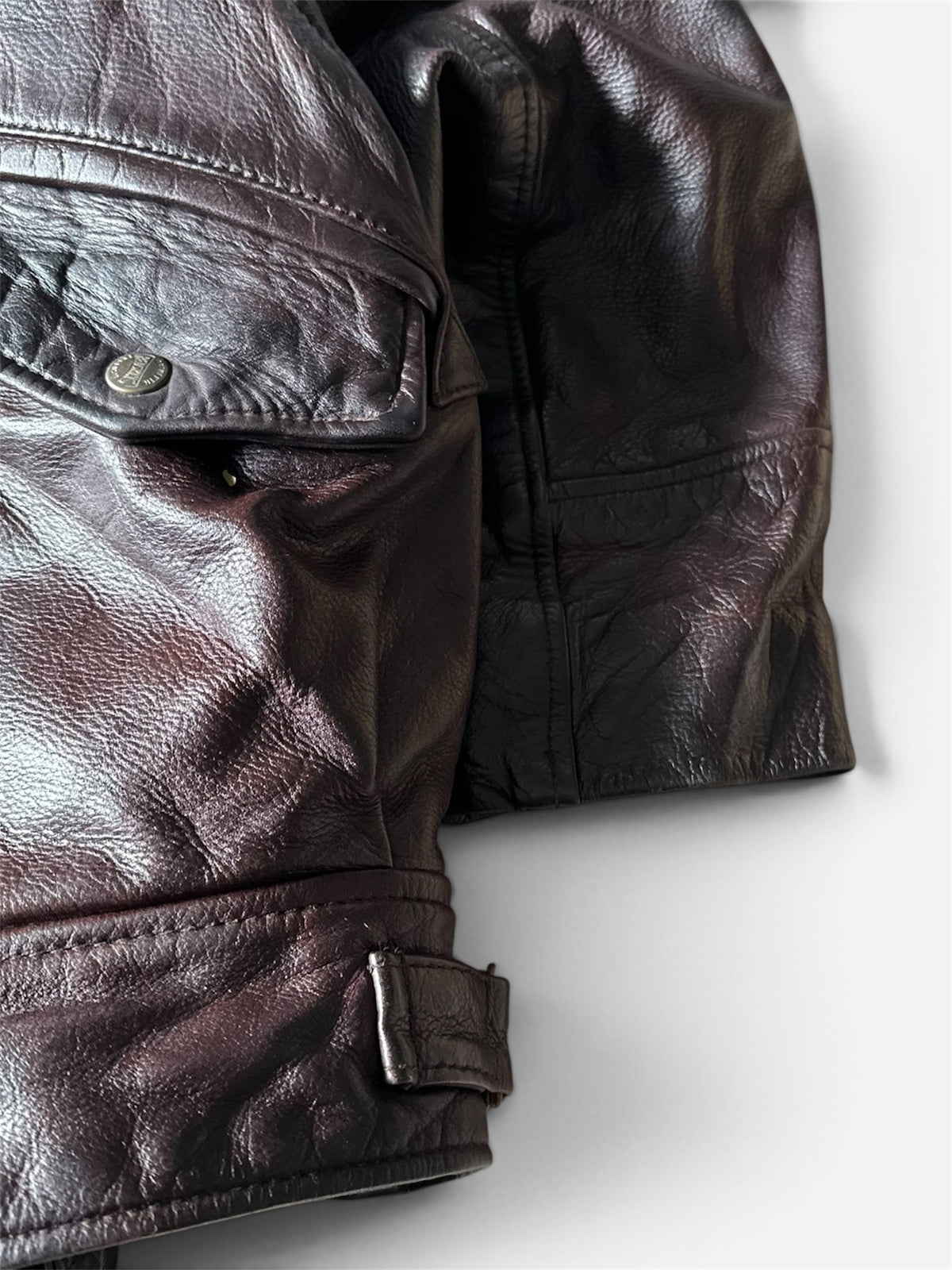 Vintage Redskins Dark Brown Bomber Leather Toggle Jacket - XL