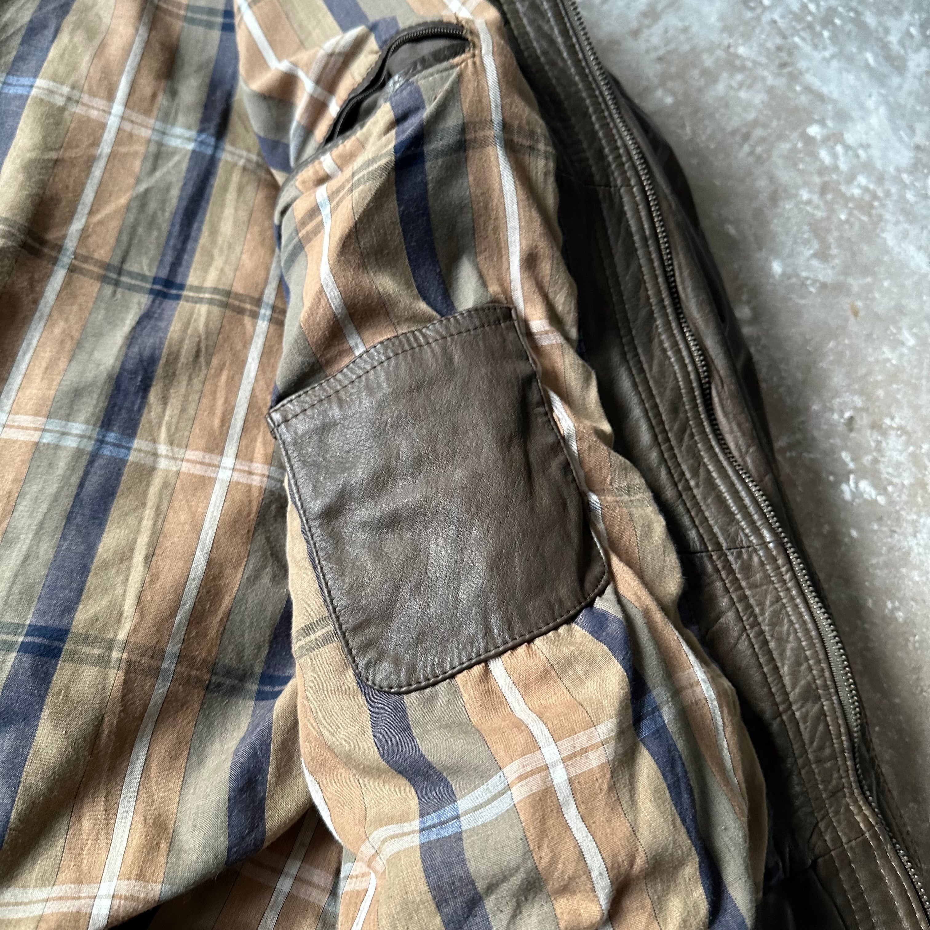 Vintage Olive Green Leather Jacket - XL