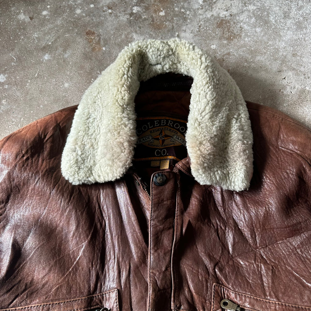 Vintage Aviator Brown Leather Jacket - M