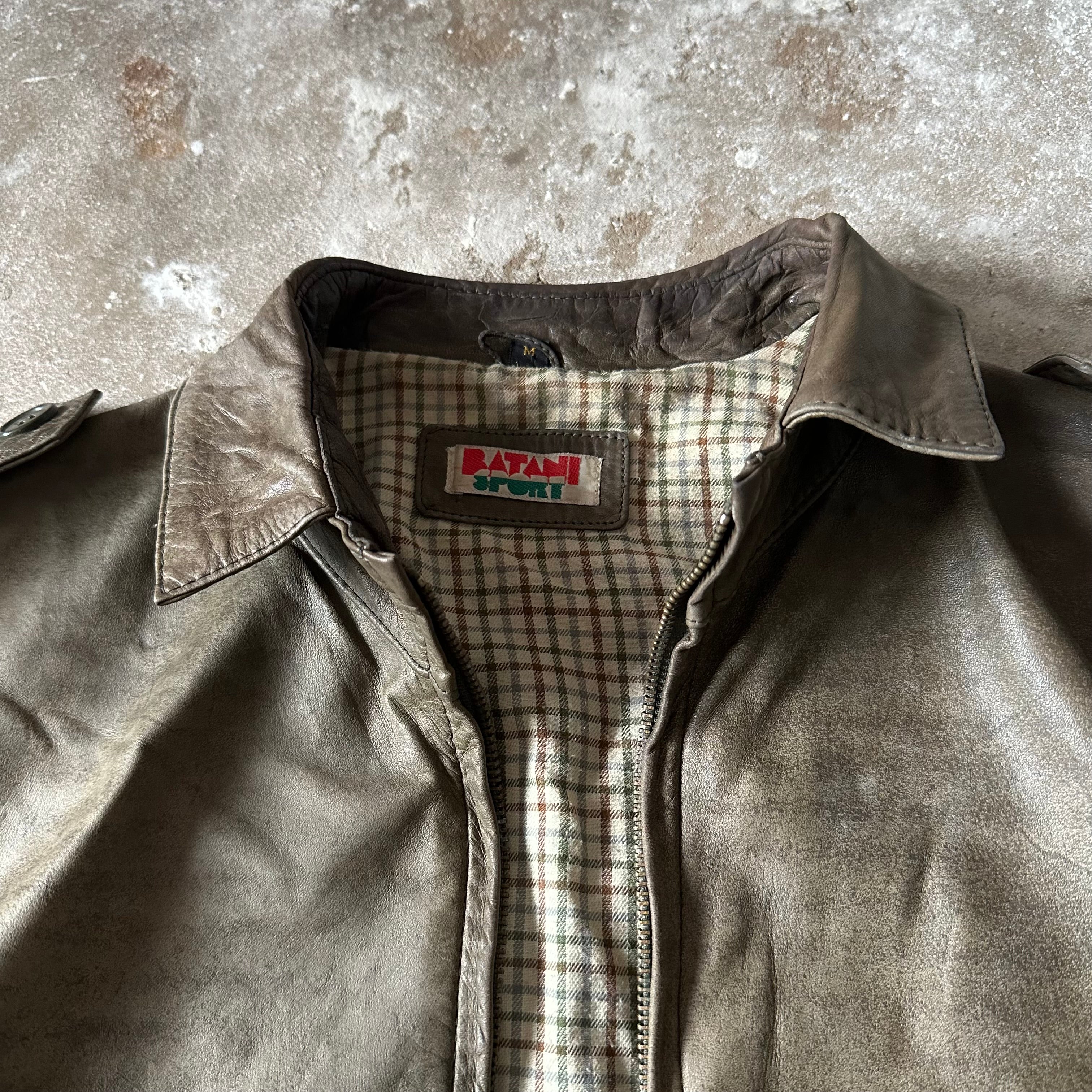 VTG Olive Green Batani Sport Leather Jacket - M