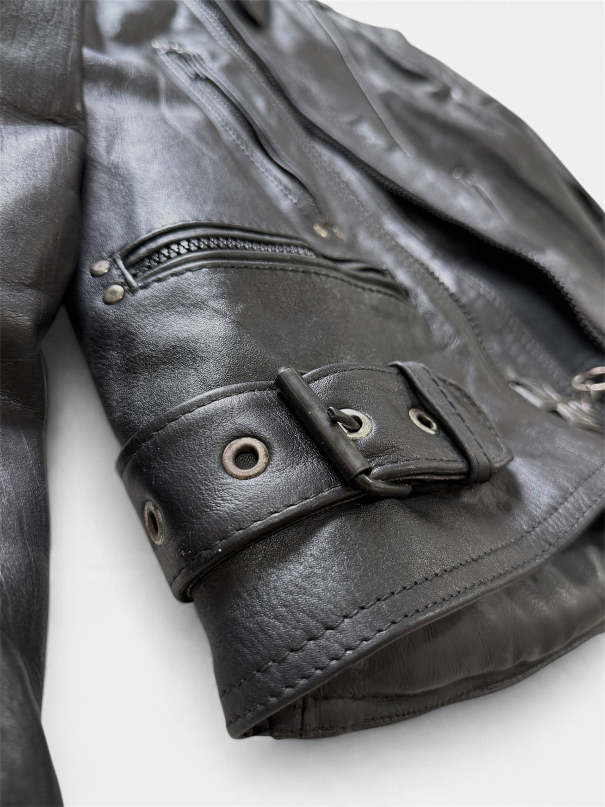Vintage Padded Leather Motorcycle Jacket- Men’s XL