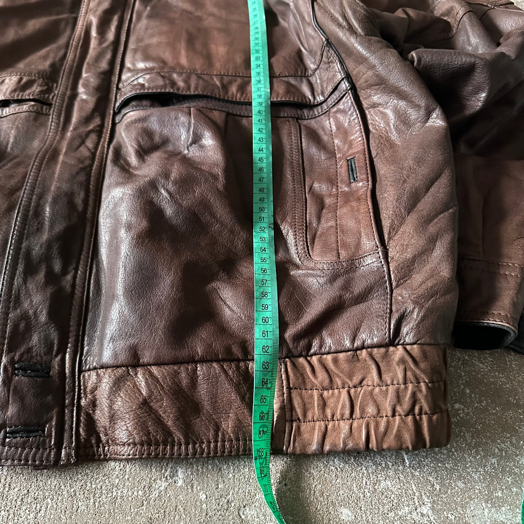 Vintage Brown Leather Jacket - XL