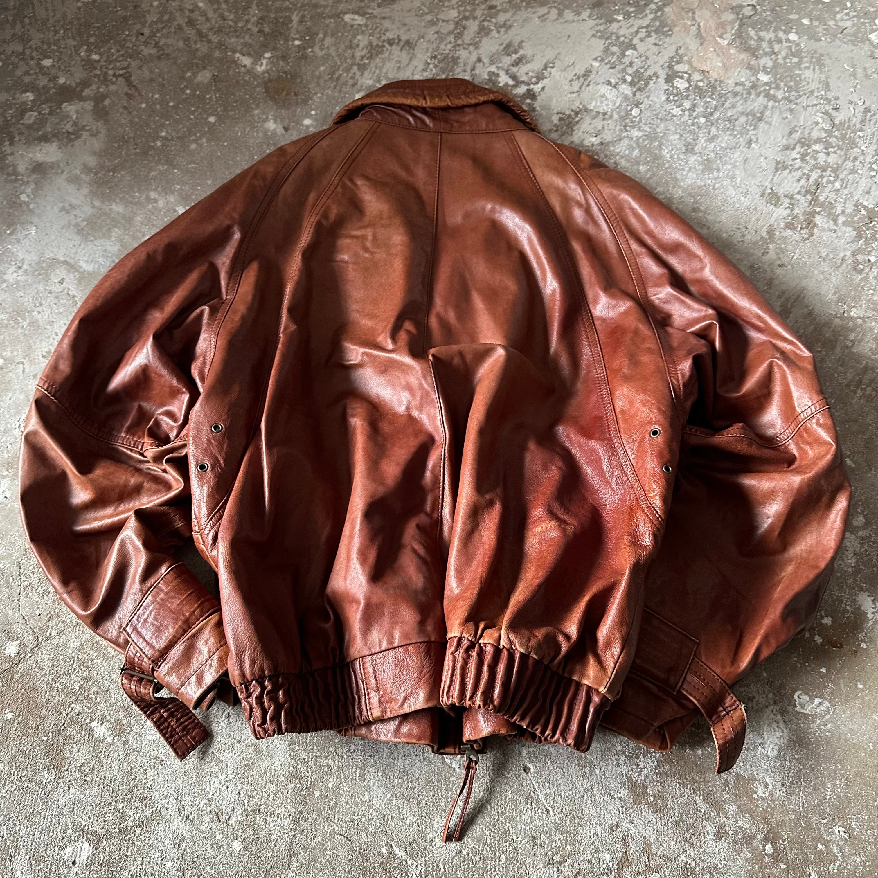 Vintage POLLINI Brown Heavy Leather Jacket - XL
