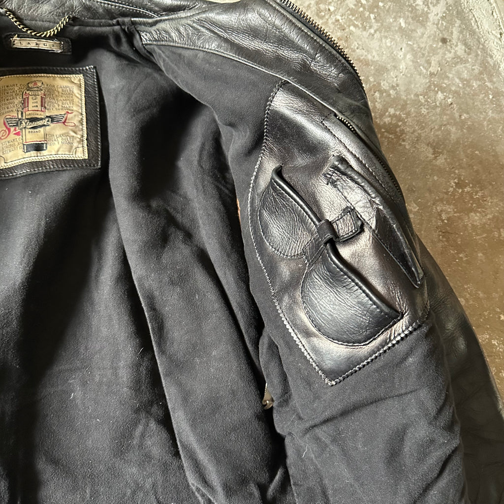 Vintage Stewart Heavyweight Biker Leather Jacket - L