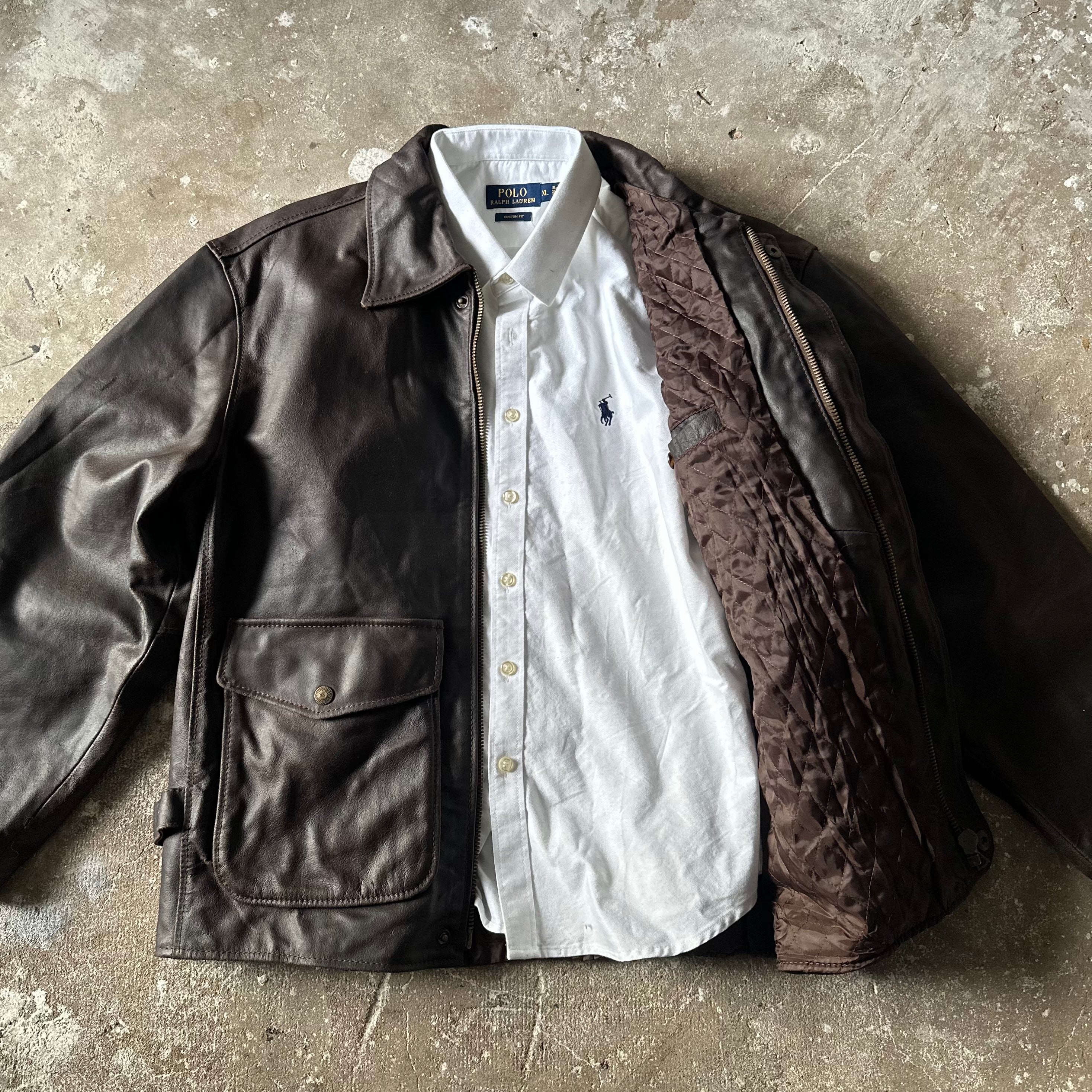 Brown Suede Leather Bomber Jacket - XL