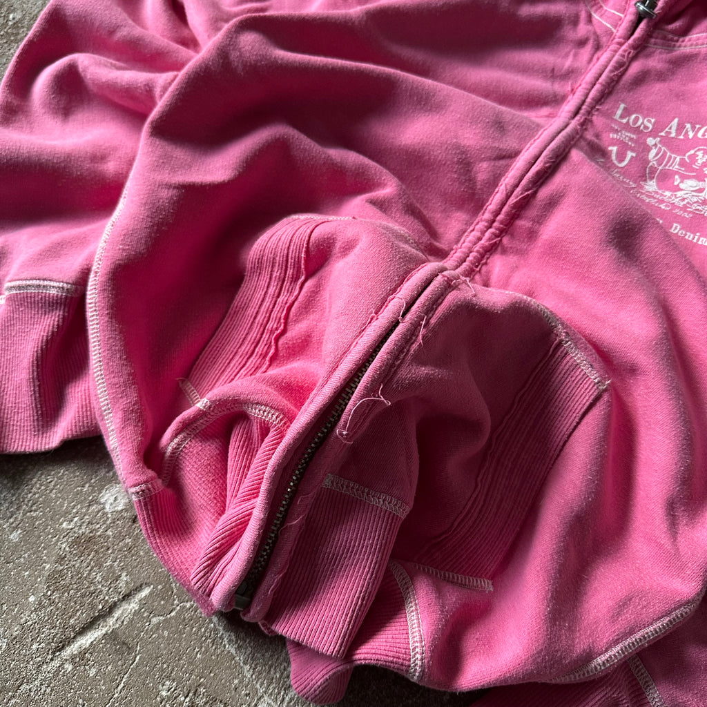 True Religion LA Zip Up Pink Hoodie - L
