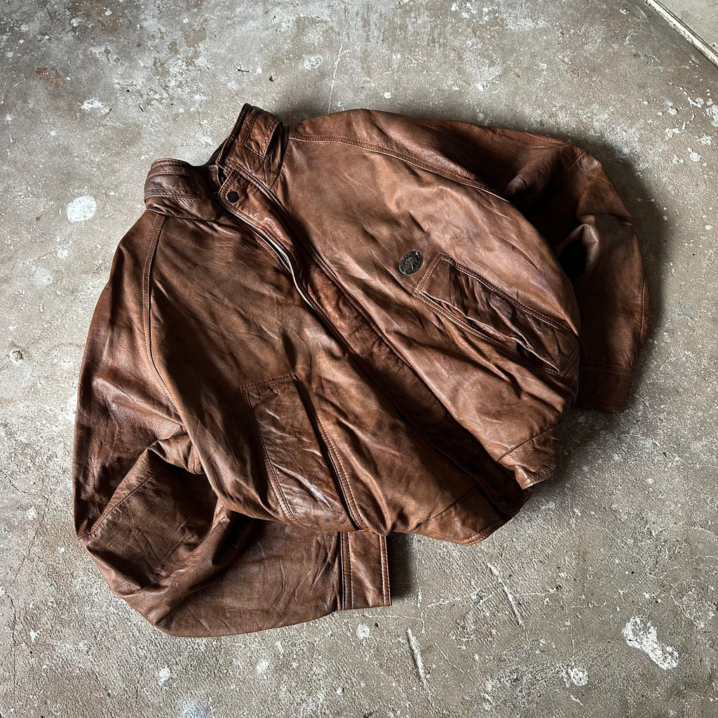 Hunting Boxy Brown Leather Jacket - L