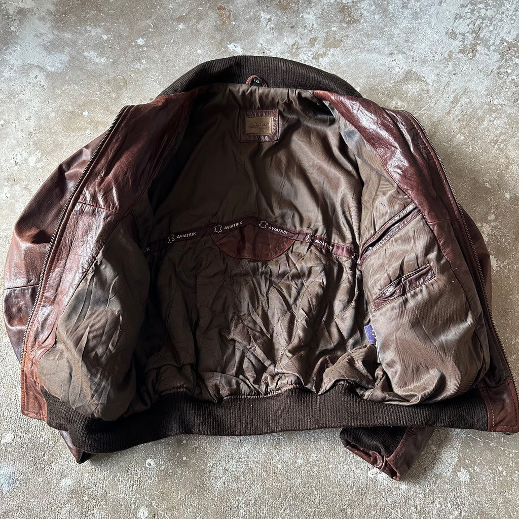Aviatrix Brown Leather Jacket - XL