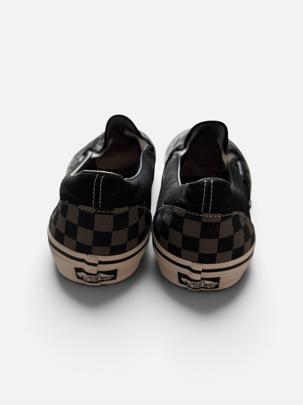 Vans Classic Slip-On Checkerboard Black Gray Canvas Sneakers- 48