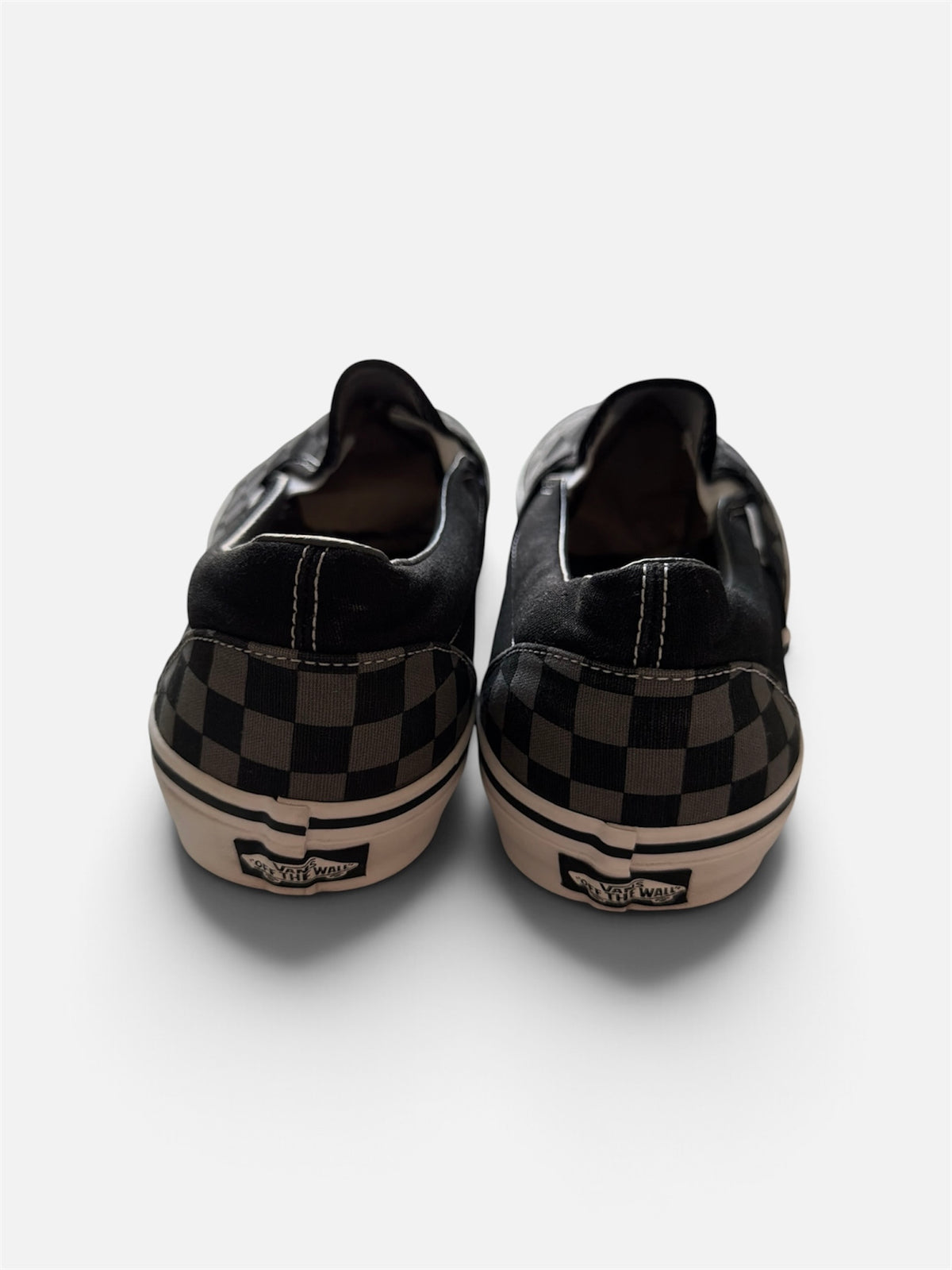 Vans Classic Slip-On Checkerboard Black Gray Canvas Sneakers- 48