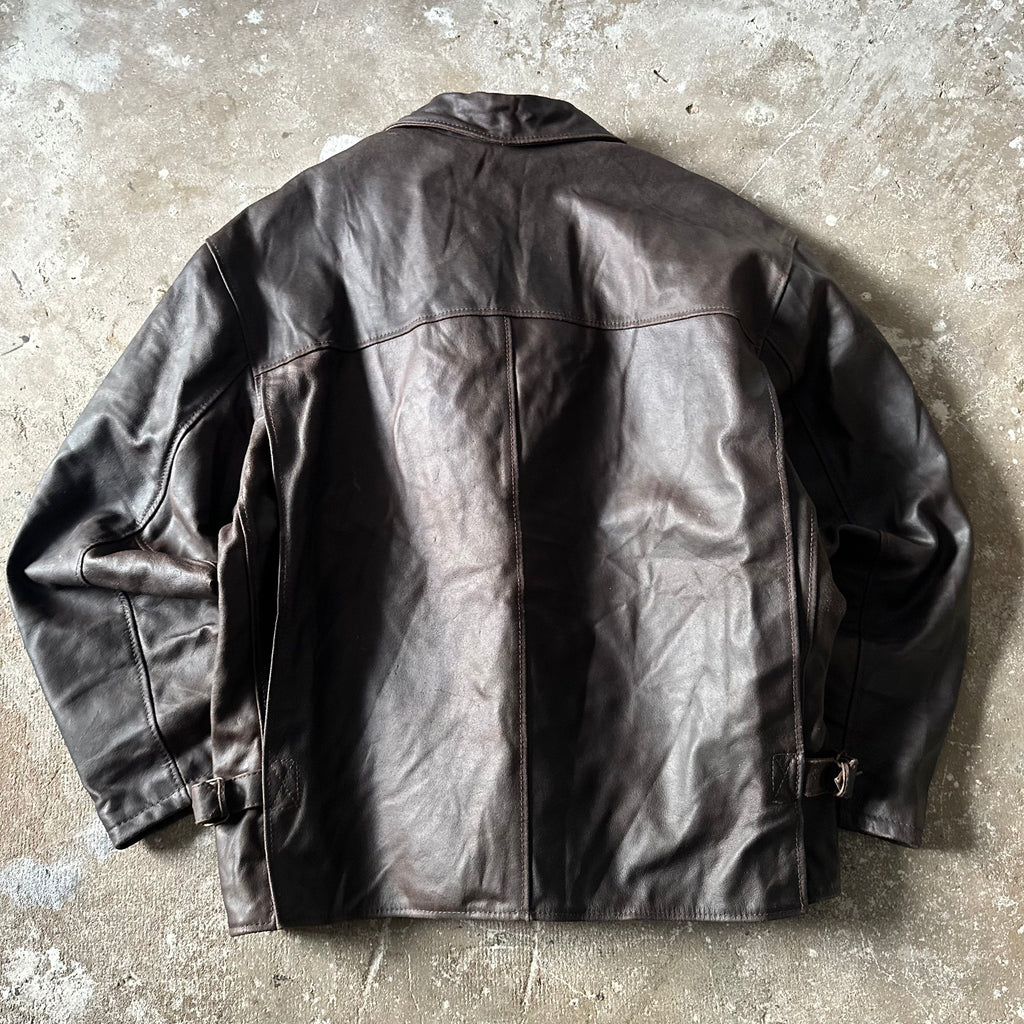 Brown Suede Leather Bomber Jacket - XL