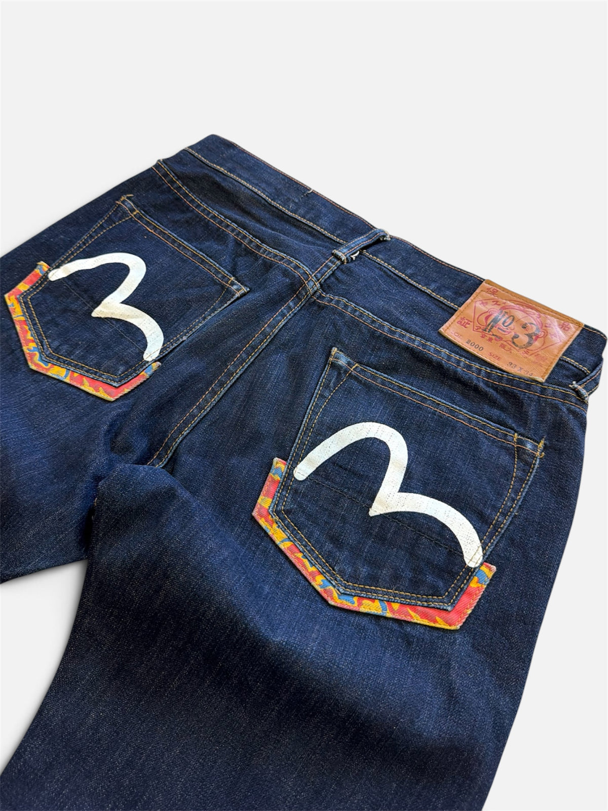 Evisu Lot 2000 No.3 Jeans Dark Indigo Camo Lining- W33