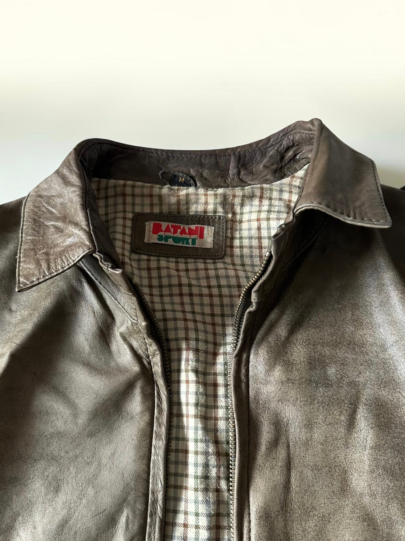 VTG Olive Green Batani Sport Leather Jacket - M