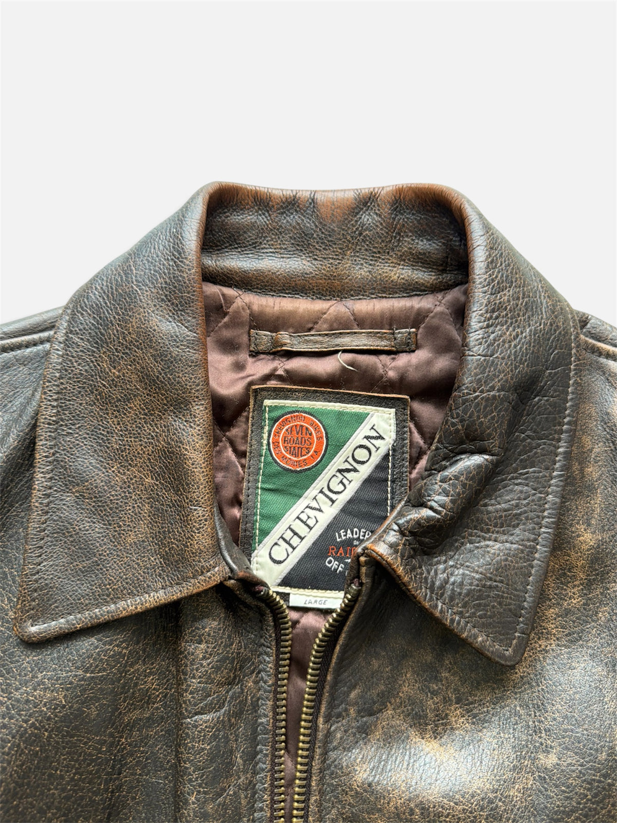 Vintage 1980s Chevignon Bomber Flight Aviator Leather Jacket- L