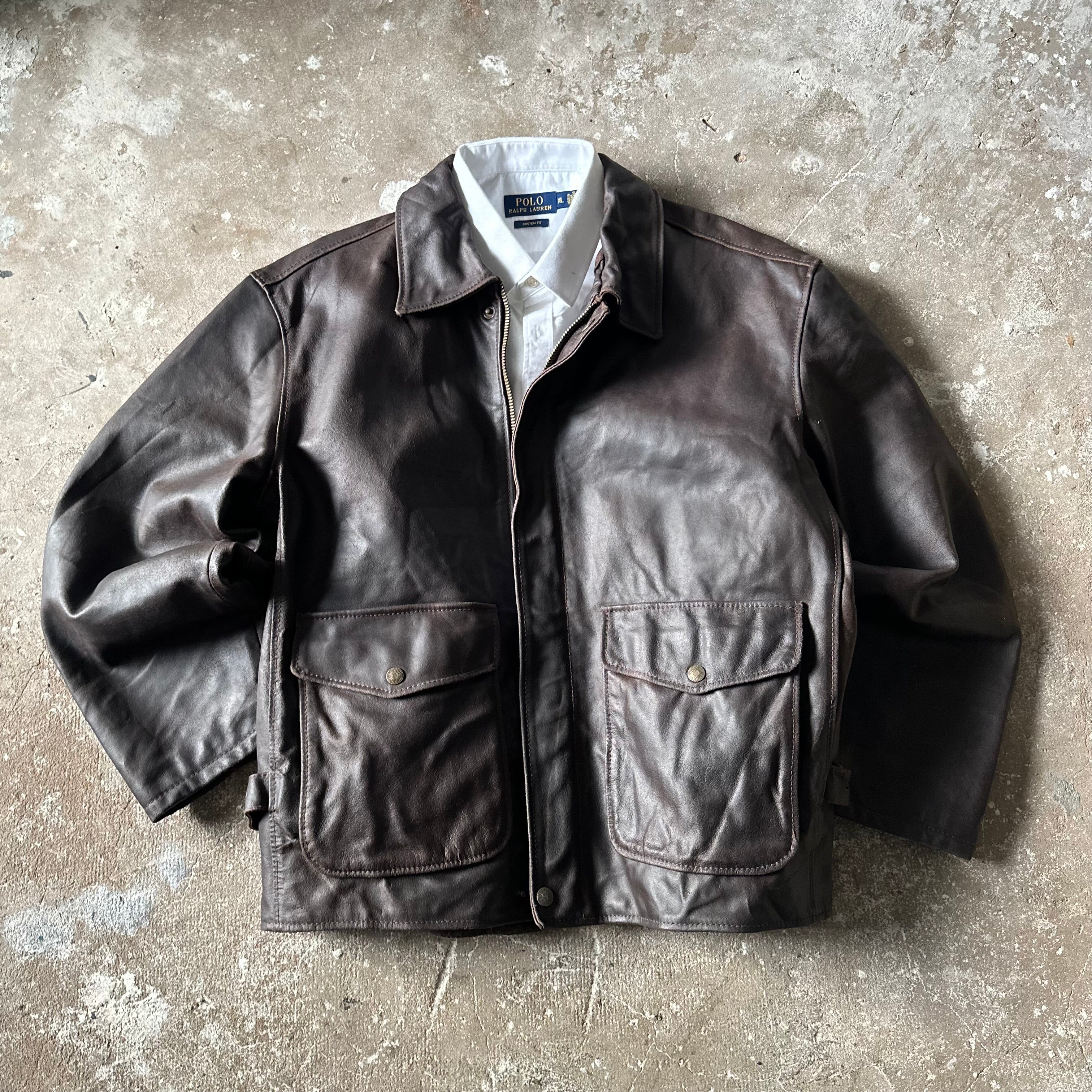 Brown Suede Leather Bomber Jacket - XL