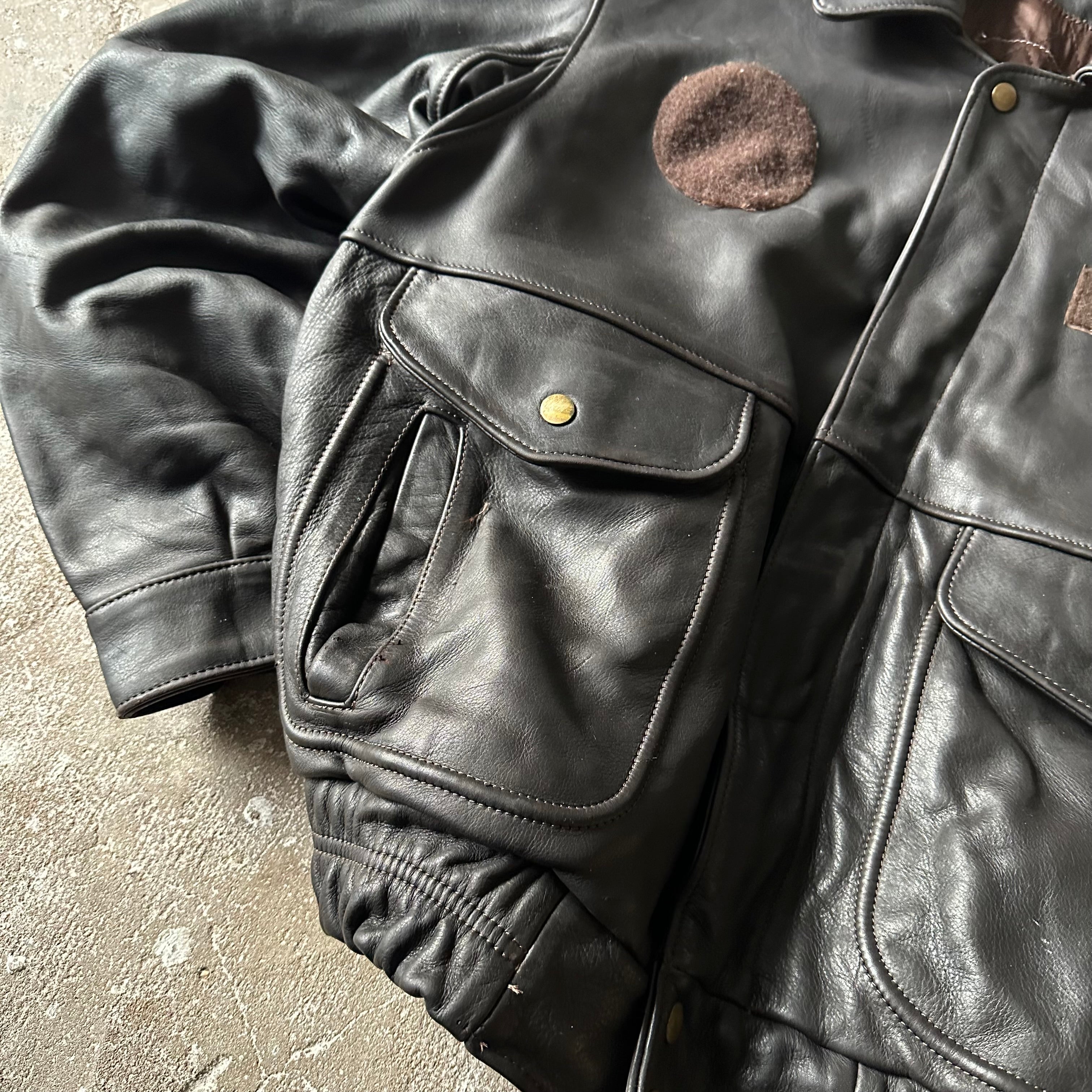 Bomber Heavy Leather Jacket - XL