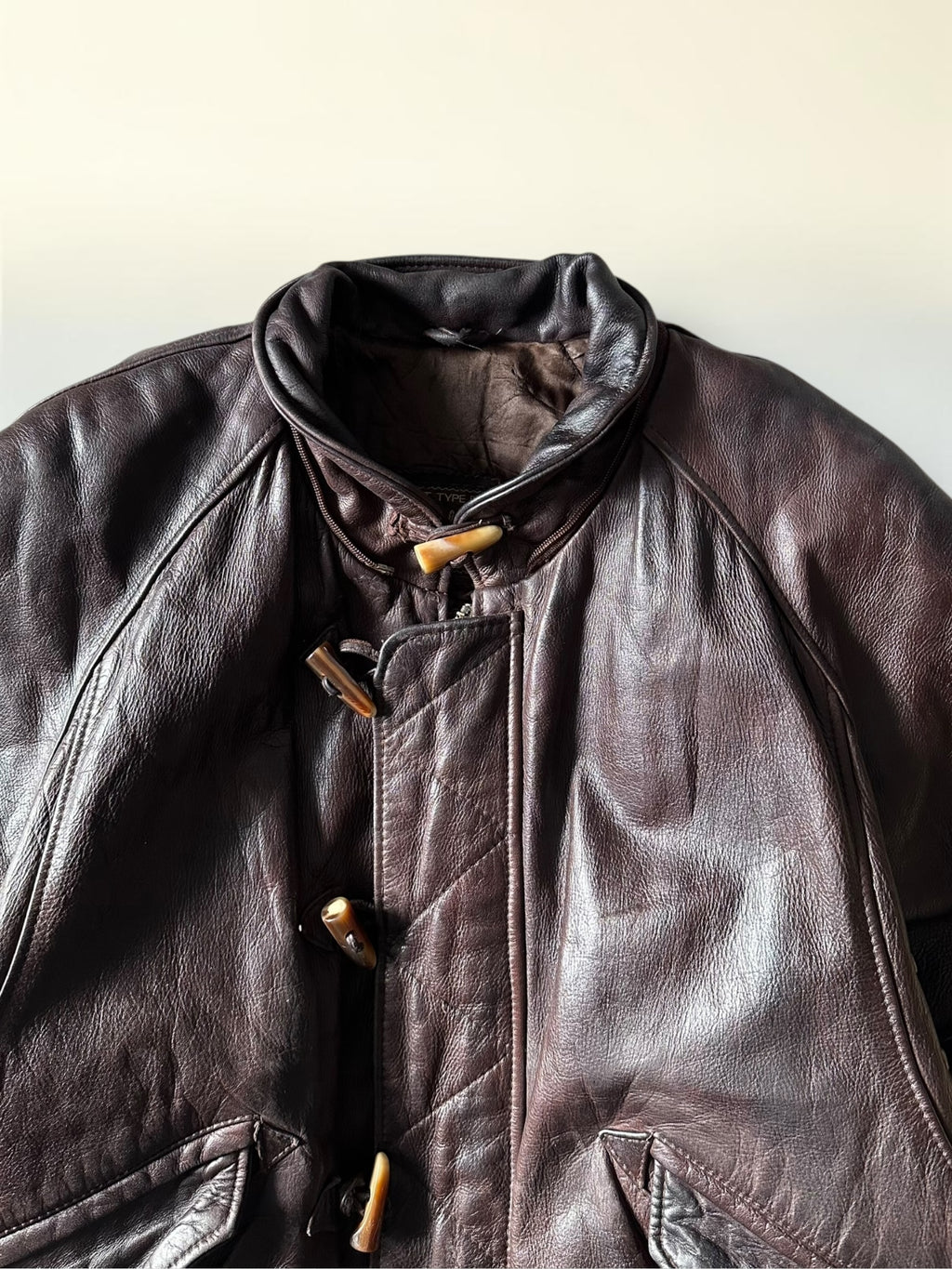 Vintage Redskins Dark Brown Bomber Leather Toggle Jacket - XL