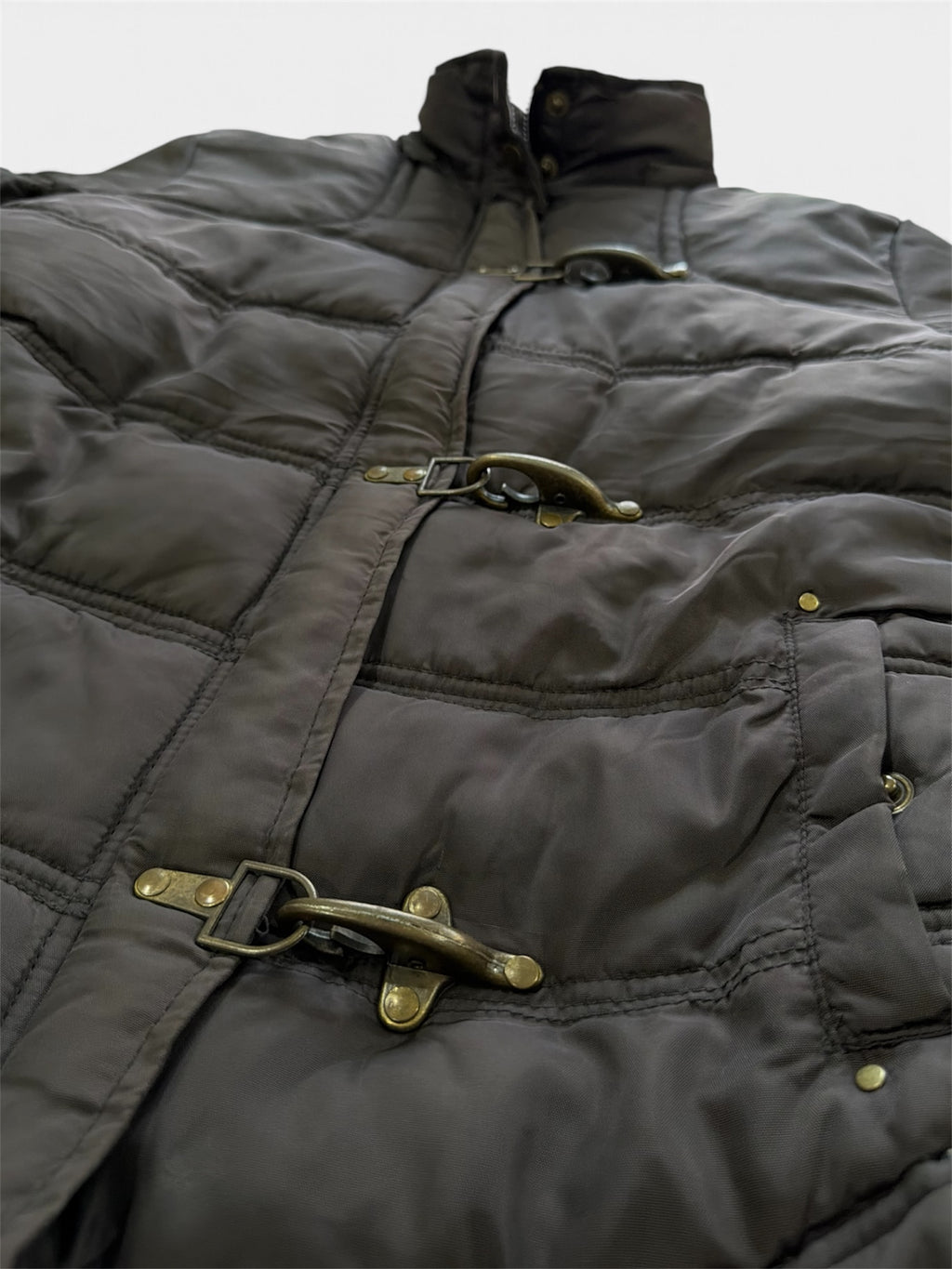Brown Puffer Jacket with Toggle Clasps, Women's M