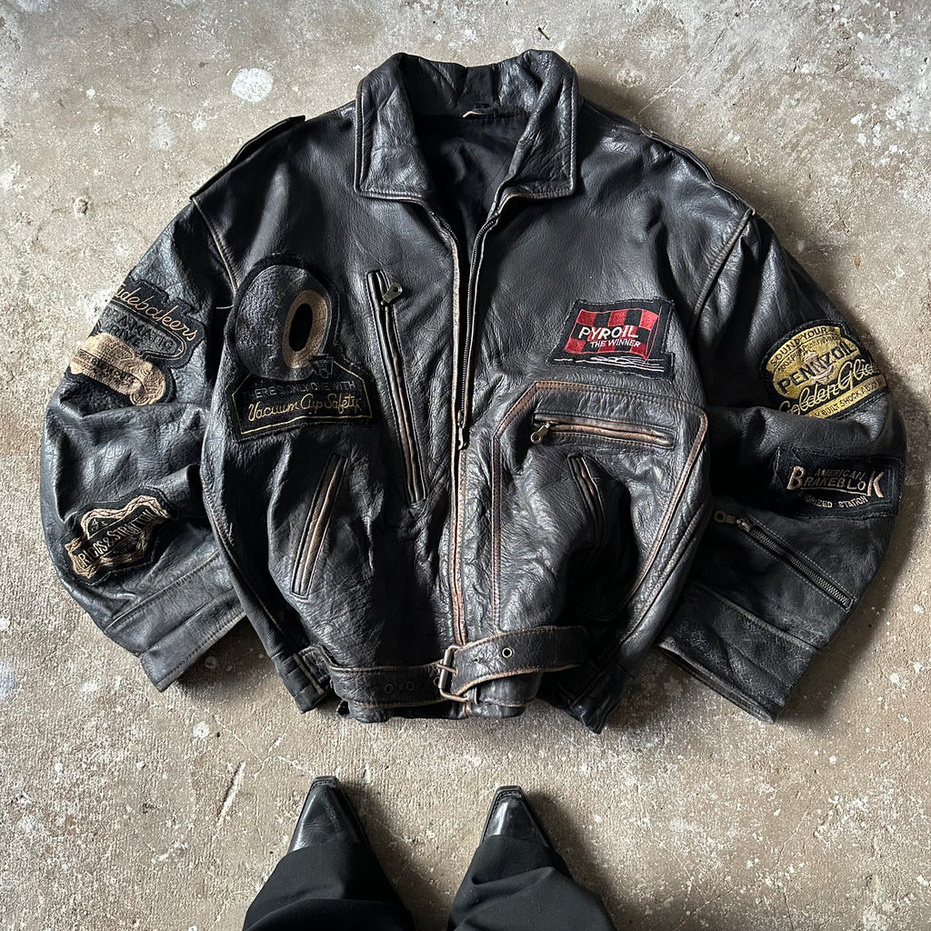 Vintage Rollfast Indianapolis Leather Racing Jacket - M