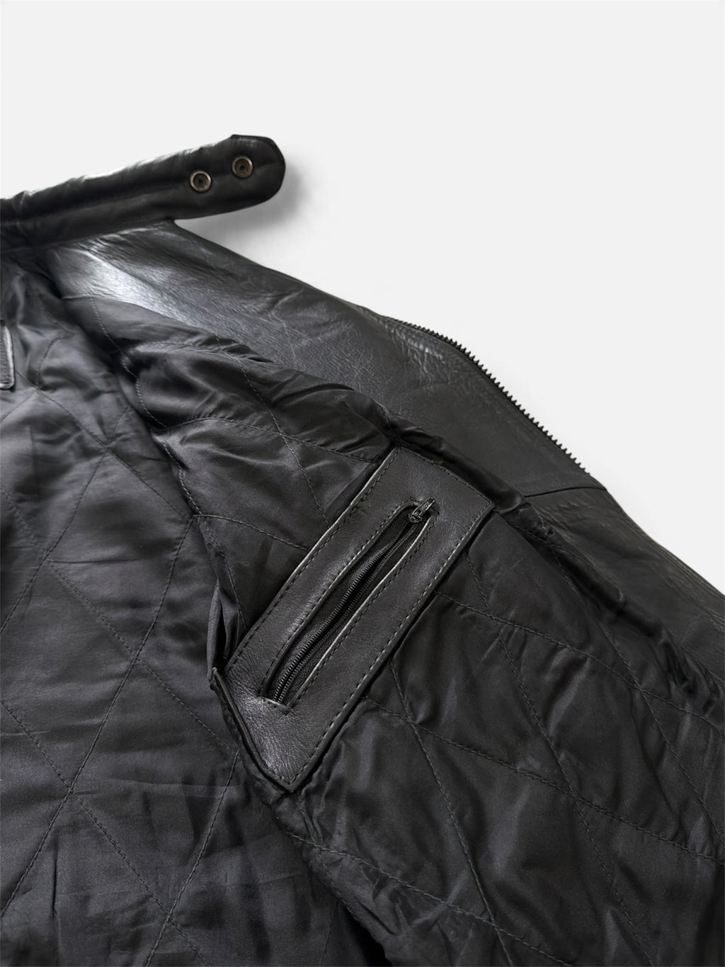 Vintage Padded Leather Motorcycle Jacket- Men’s XL