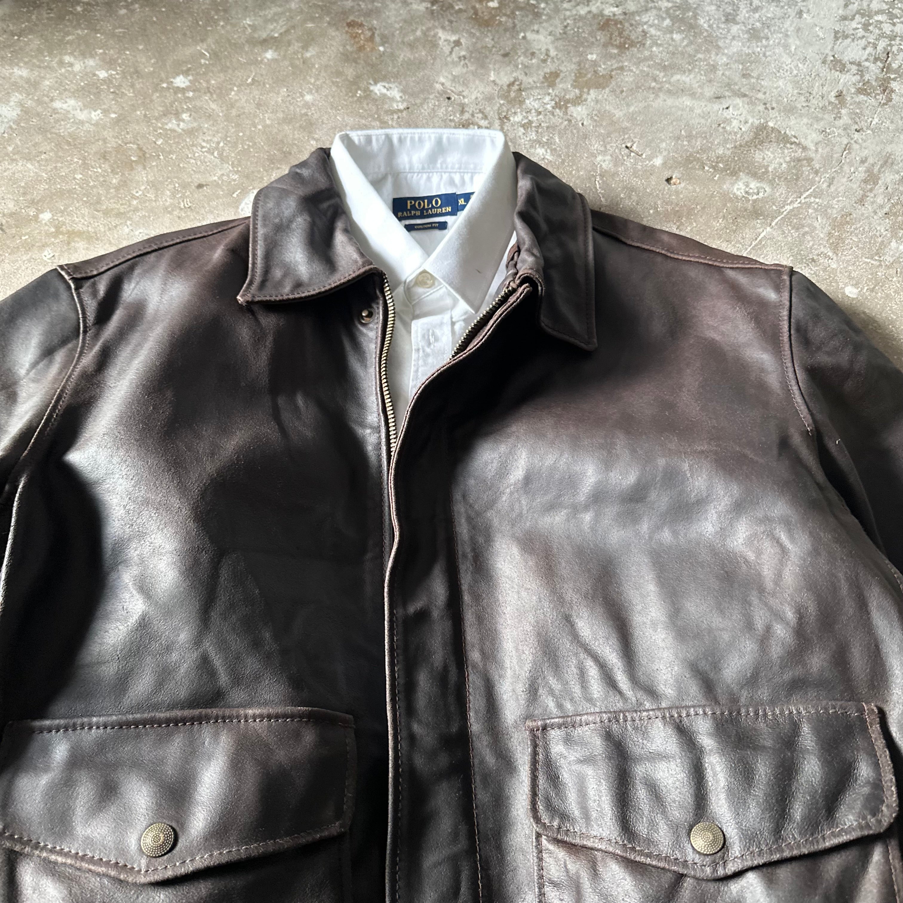 Brown Suede Leather Bomber Jacket - XL