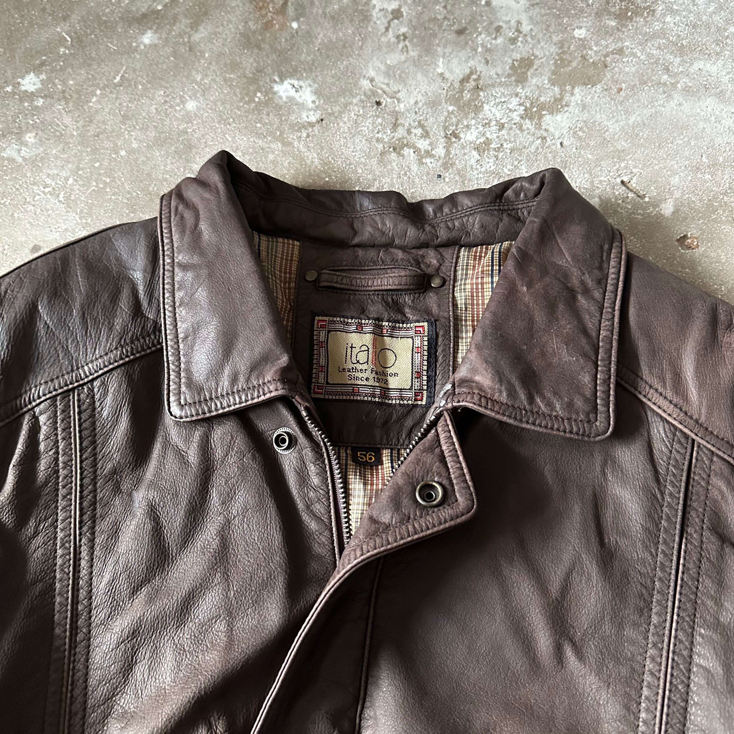 Vintage Italo Brown Leather Jacket - XL