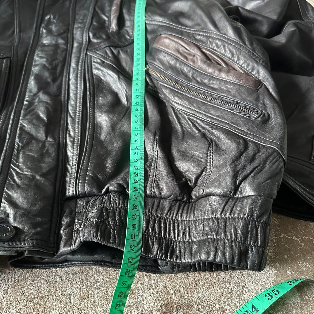 Vintage Italian Black Leather Jacket - XL