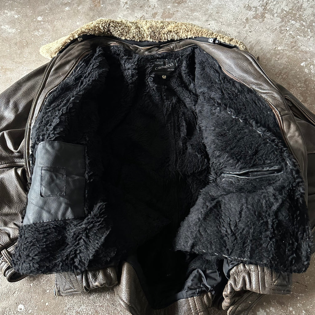 Vintage leather bomber jacket - XL